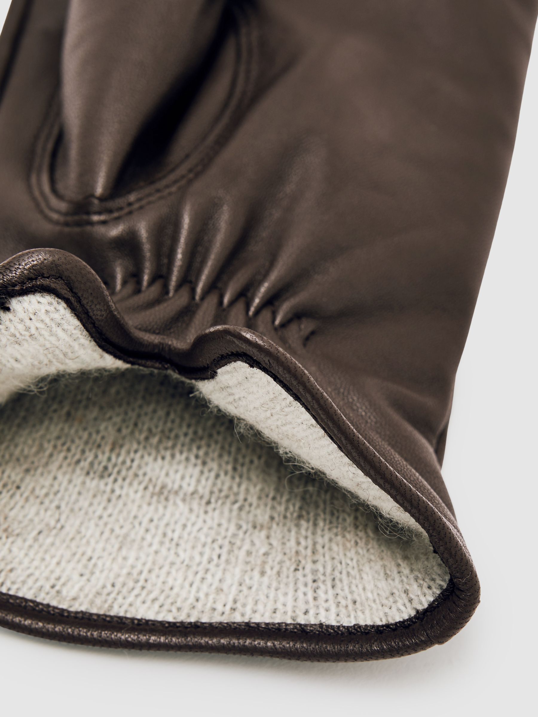 Leather Gloves in Chocolate - Image 3 of 3