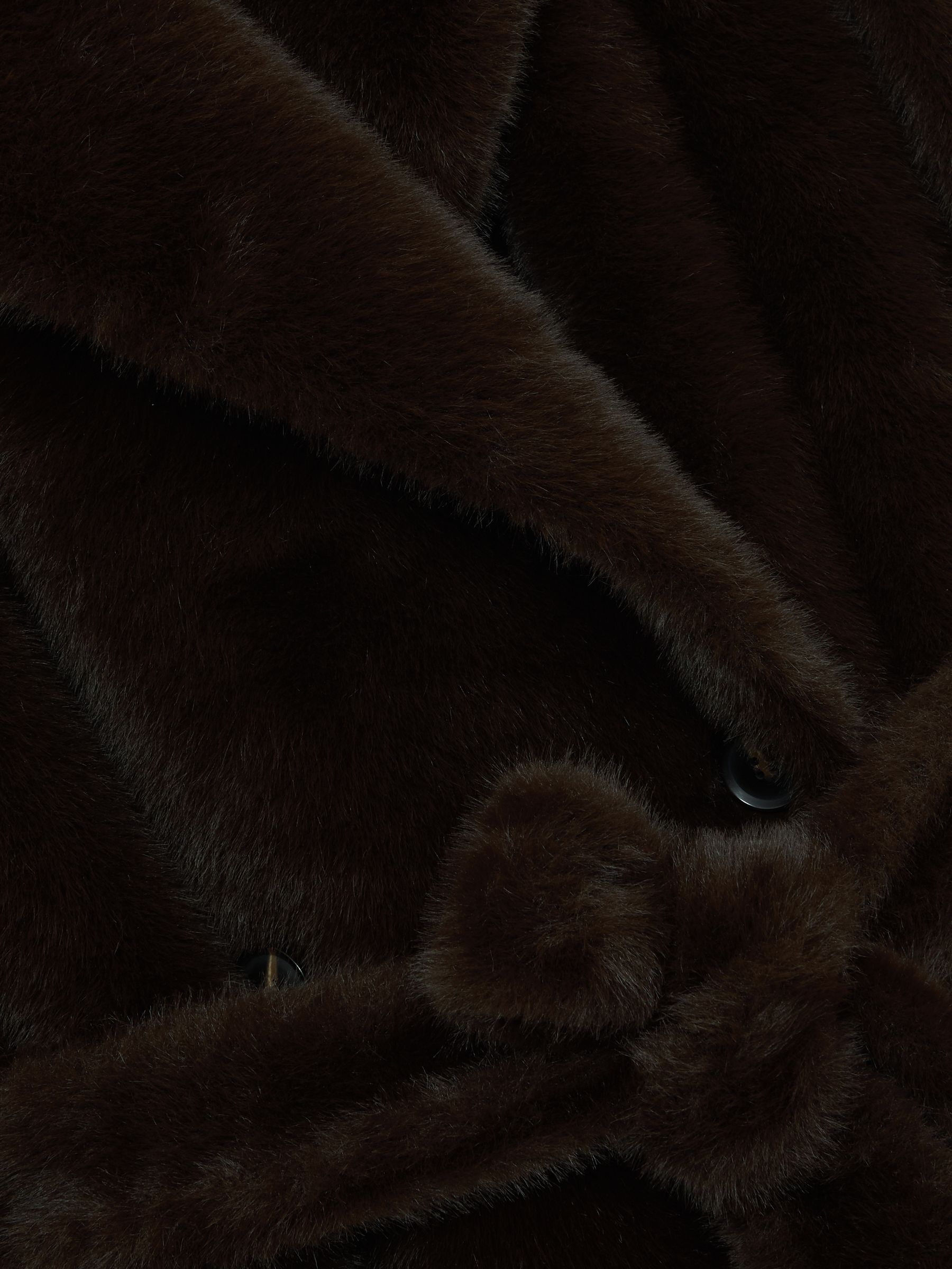 Petite Faux-Fur Long Belted Coat in Chocolate Brown - image 4