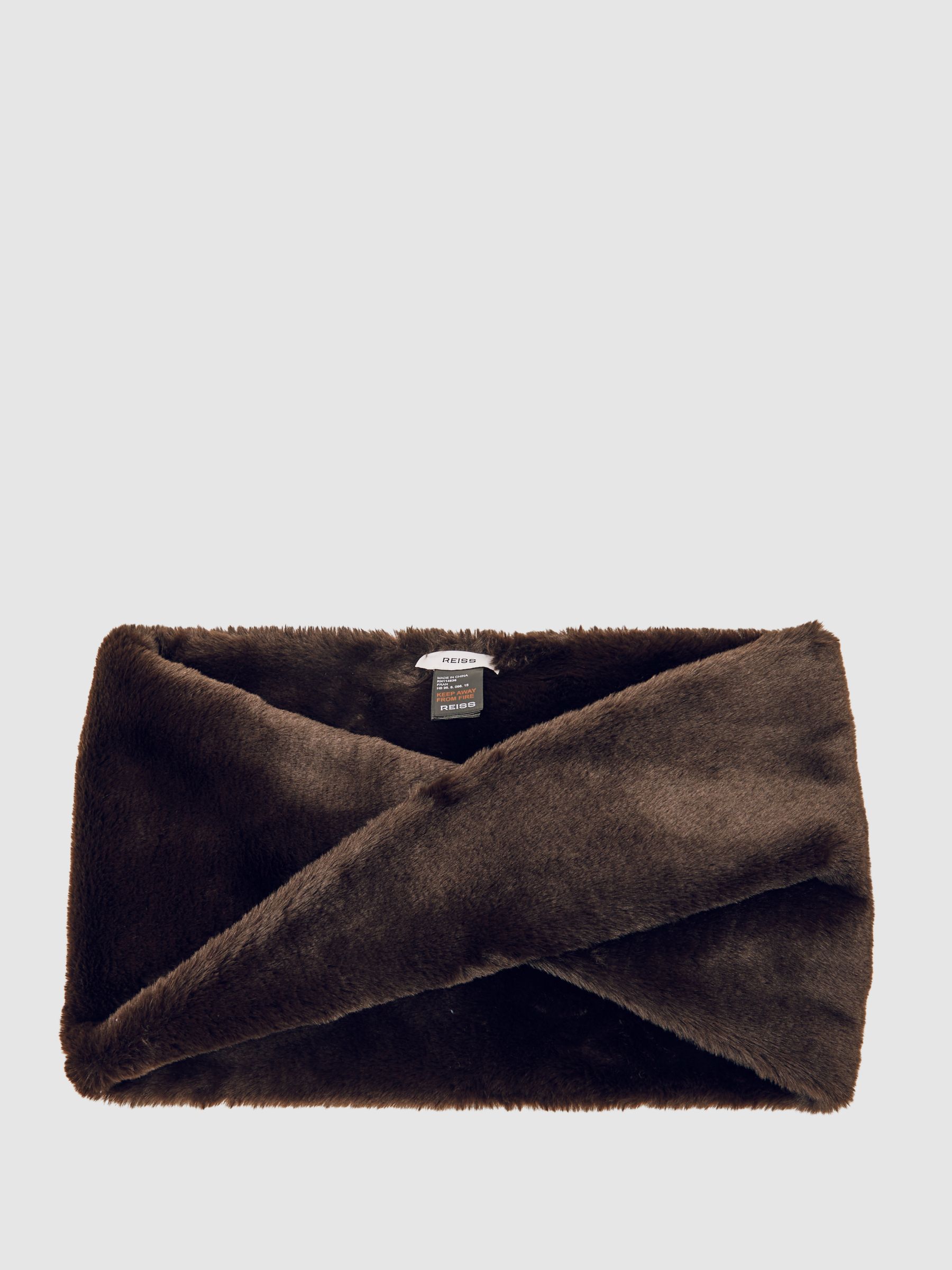 Reiss Faux Fur Snood in Chocolate | REISS