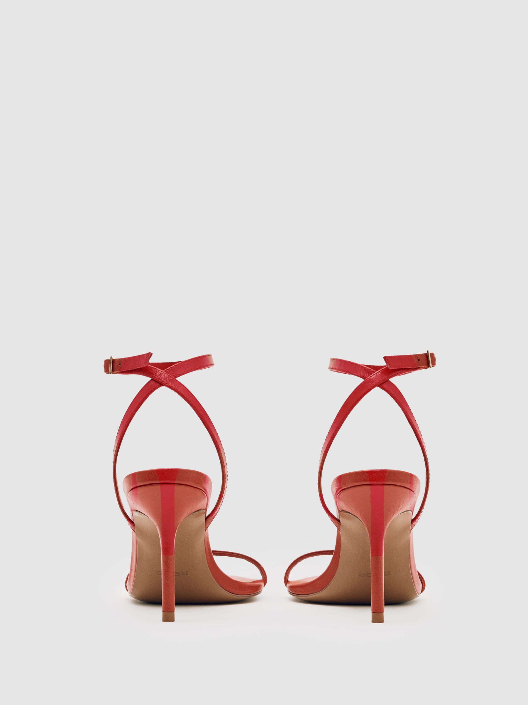 Strappy Stiletto Sandals in Red Leather - image 5