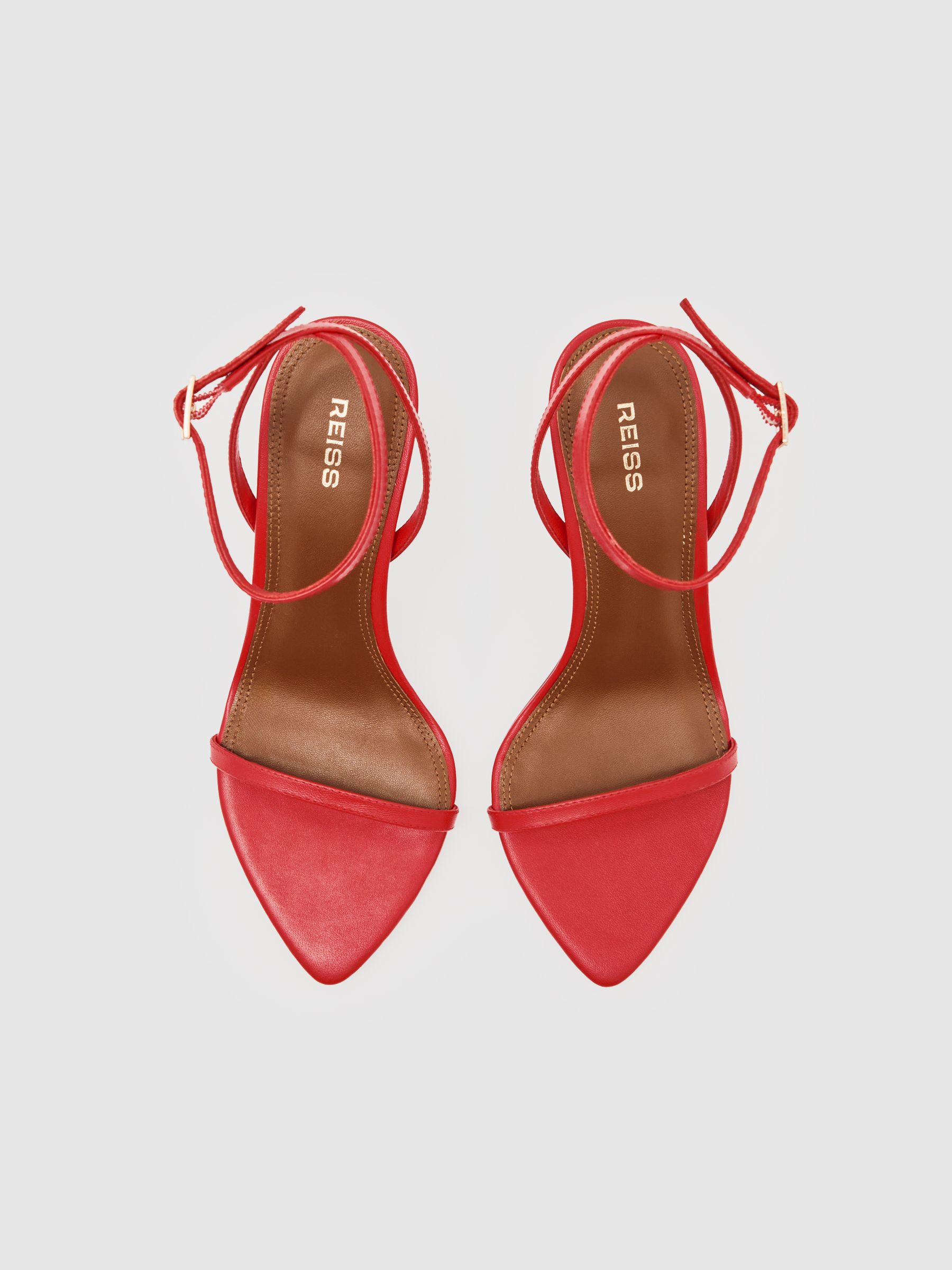 Strappy Stiletto Sandals in Red Leather - image 4
