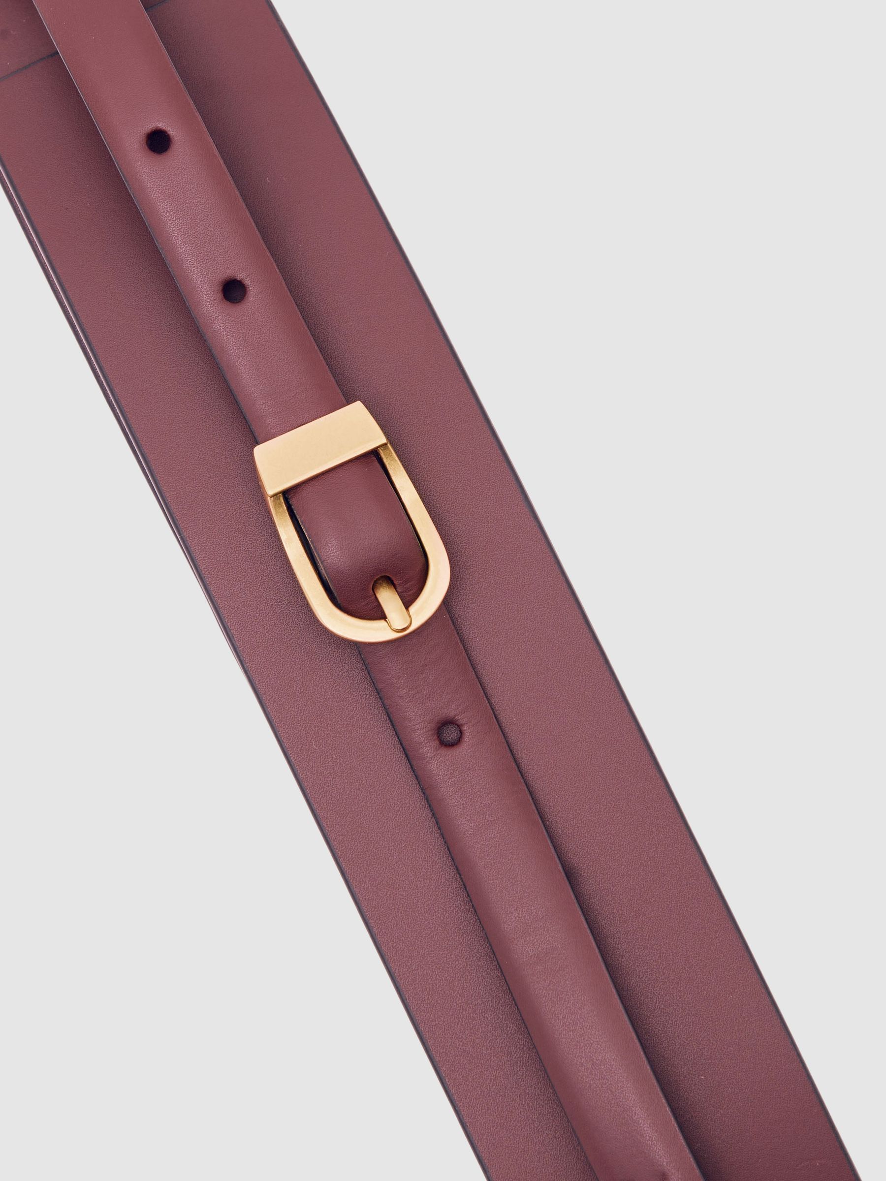 Leather Double-Strap Corset Waist Belt in Burgundy - image 2