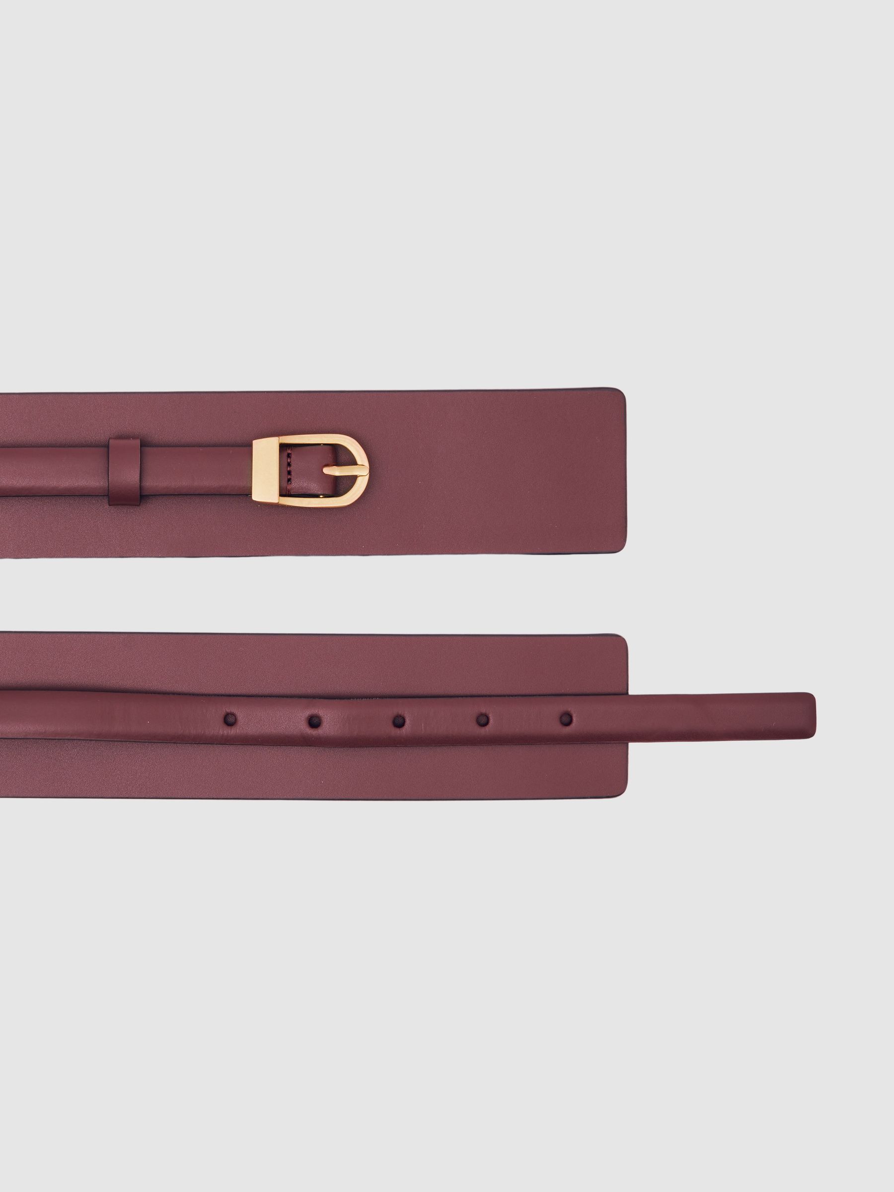 Leather Double-Strap Corset Waist Belt in Burgundy - image 3