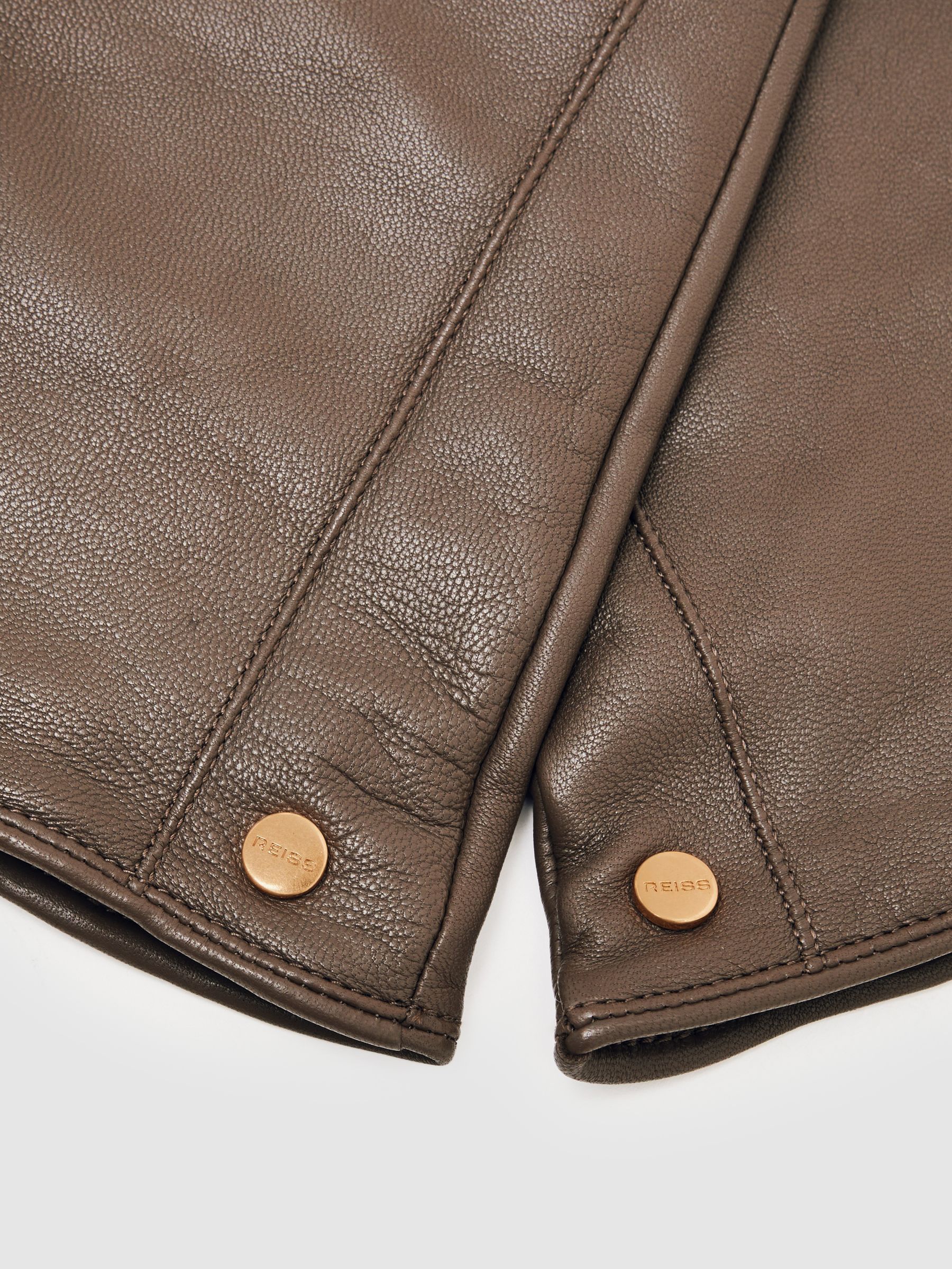 Long Leather Gloves in Taupe - Image 4 of 4