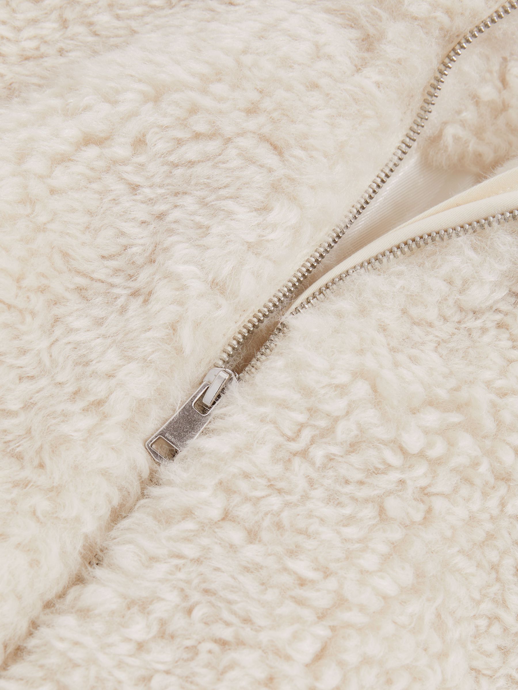 Faux-Shearling Funnel-Neck Coat in Ivory - Image 4 of 4