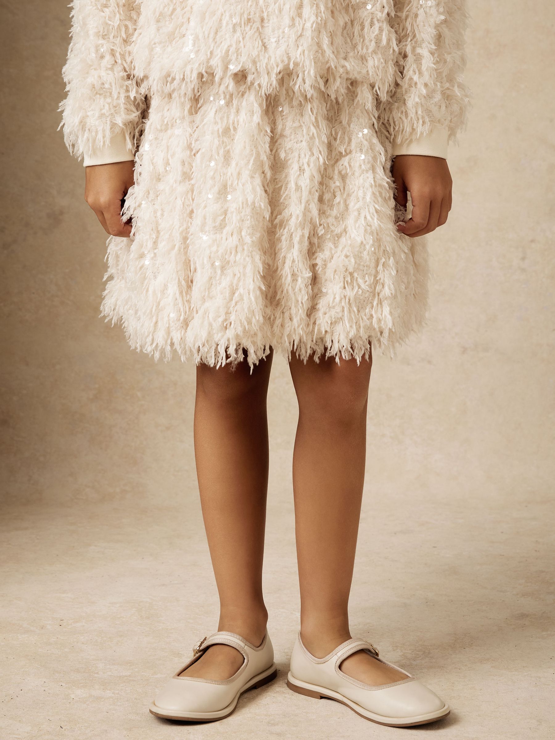 13-14 yrs Fluffy Sequin-Embellished Skirt in Ivory - Image 3 of 5