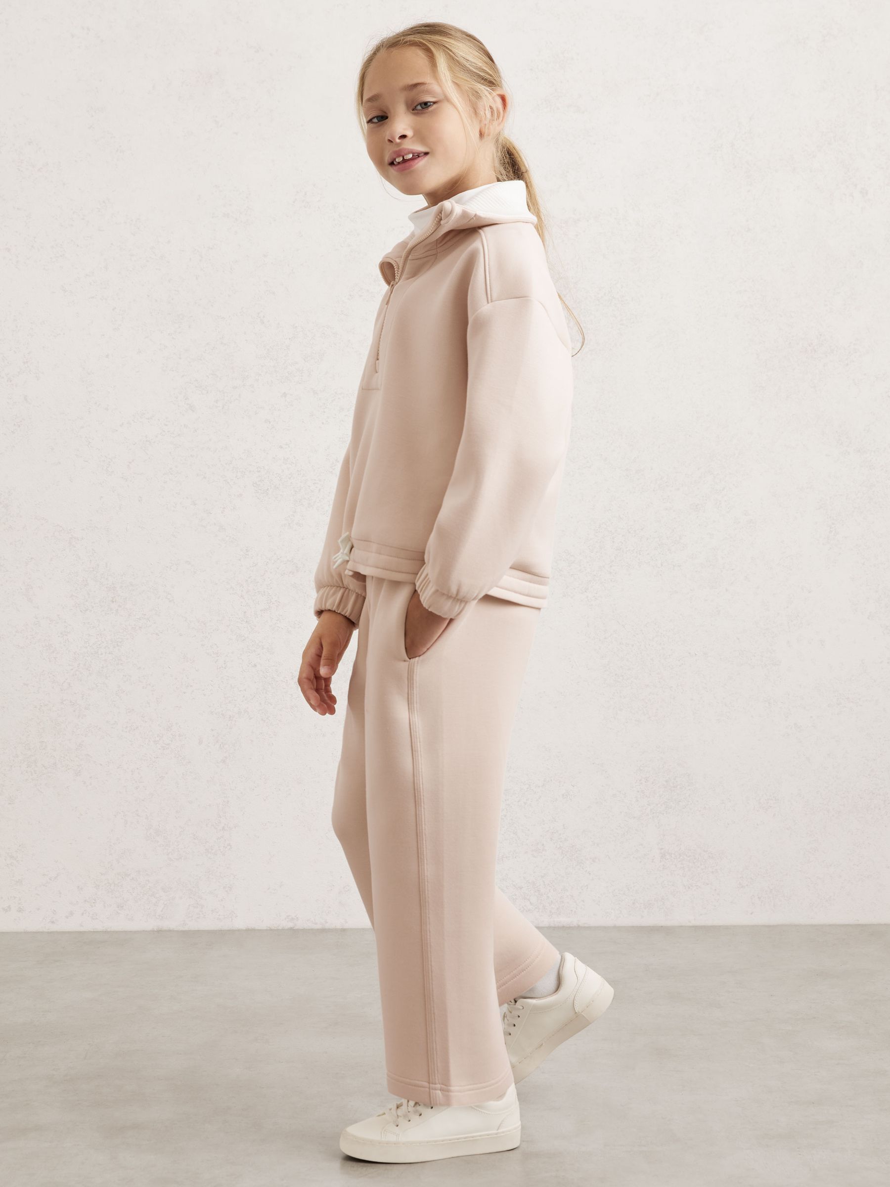 9-13 yrs Wide-Leg Interlock Drawstring Joggers in Neutral - Image 3 of 4