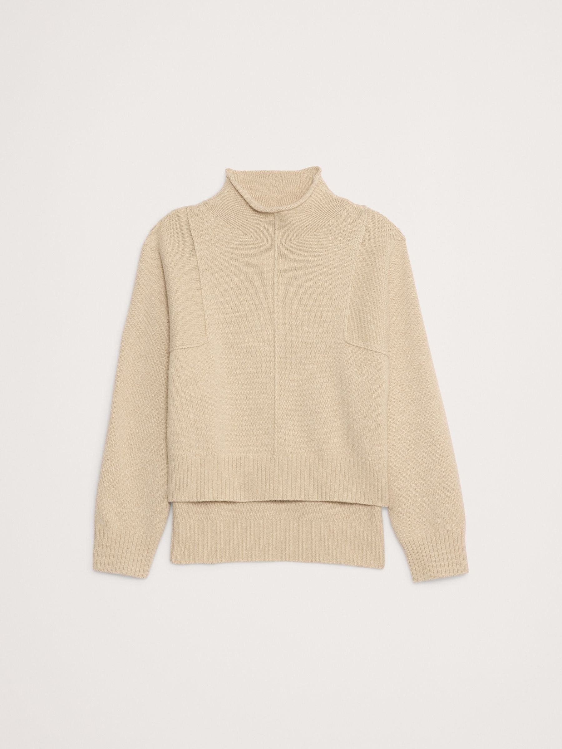 Banana Republic Beige Oversized Merino-Cotton High-Low Funnel Neck Jumper - Image 4 of 4