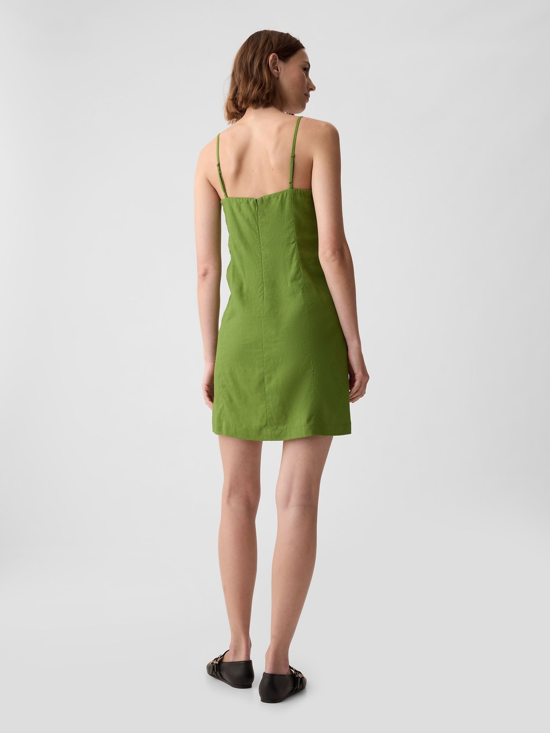 Green Linen-Blend Mini Dress - Image 5 of 6