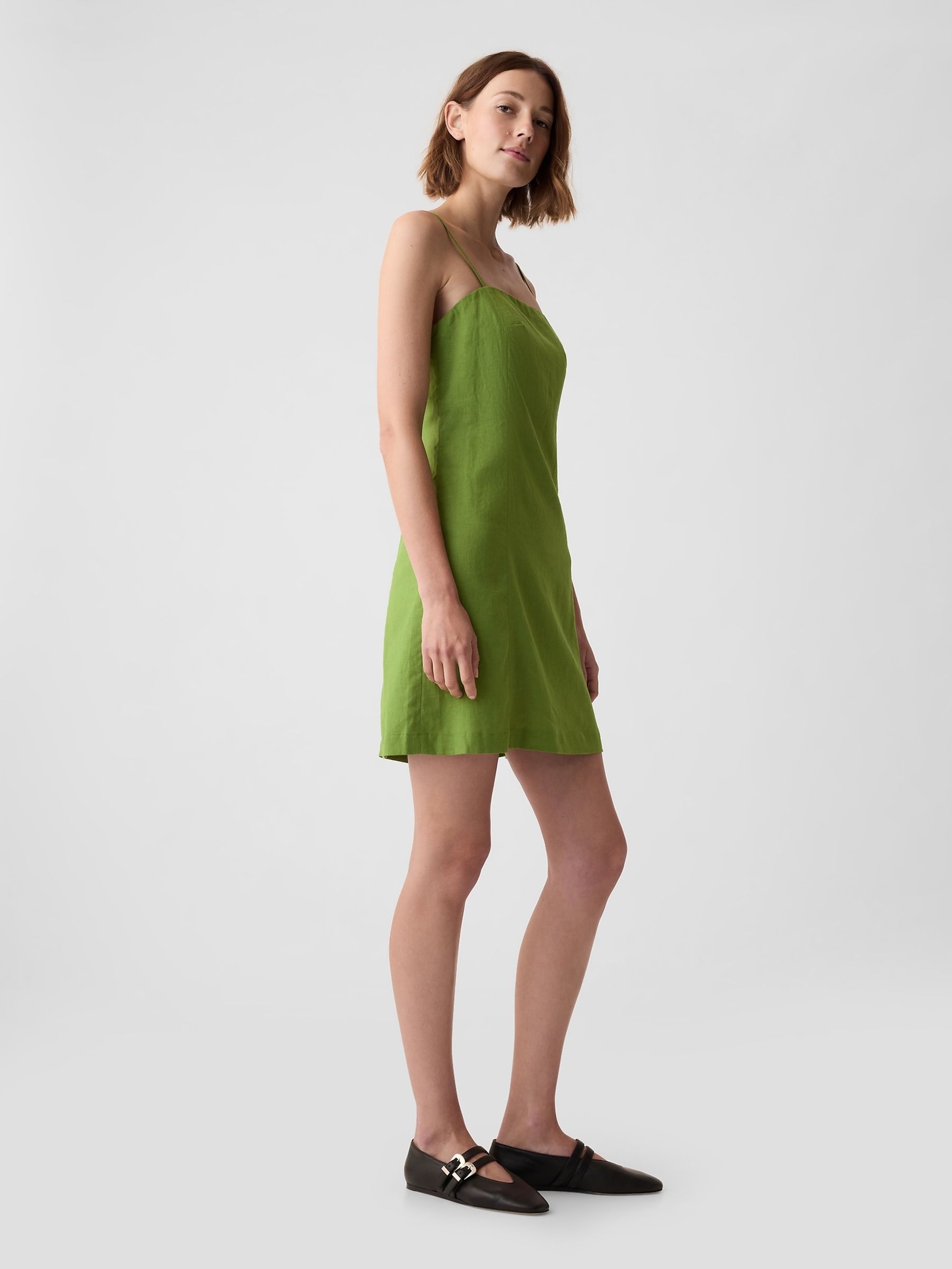 Green Linen-Blend Mini Dress - Image 6 of 6