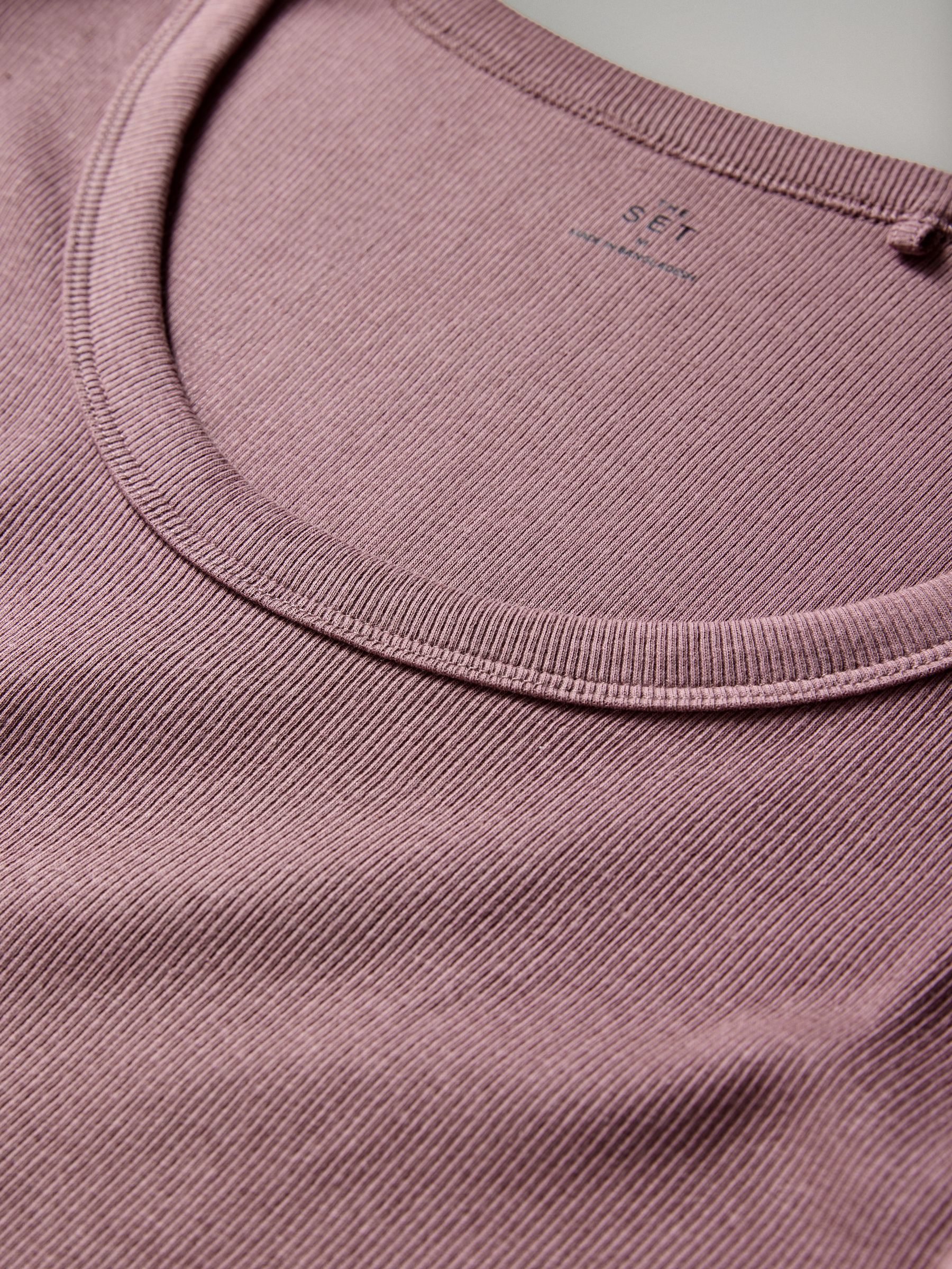 Brown/Purple/Pink/White - 4 Pack Scoop Neck 3/4 Sleeve Ribbed T-Shirts - Image 10 of 11
