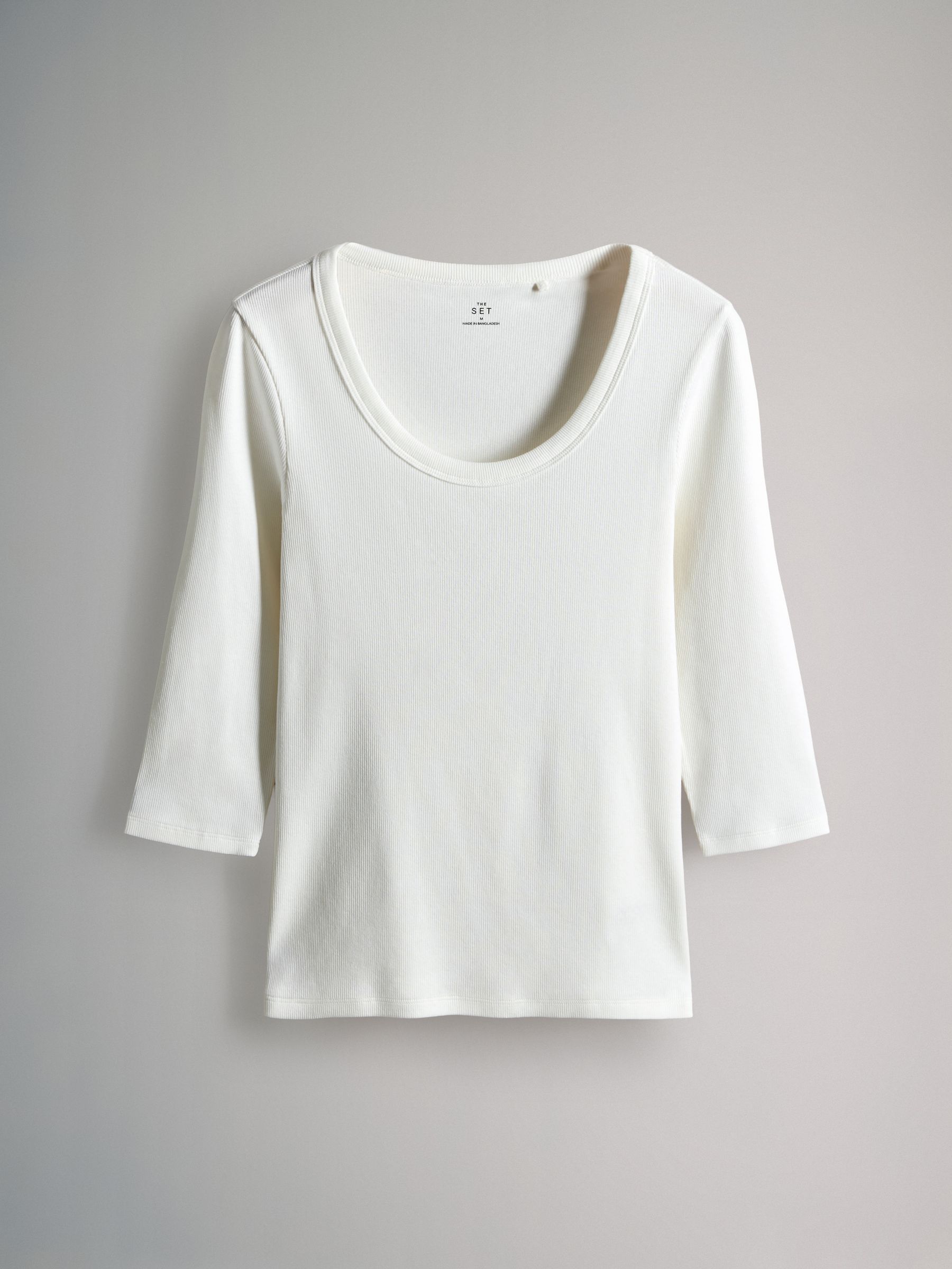 Brown/Purple/Pink/White - 4 Pack Scoop Neck 3/4 Sleeve Ribbed T-Shirts - Image 6 of 11