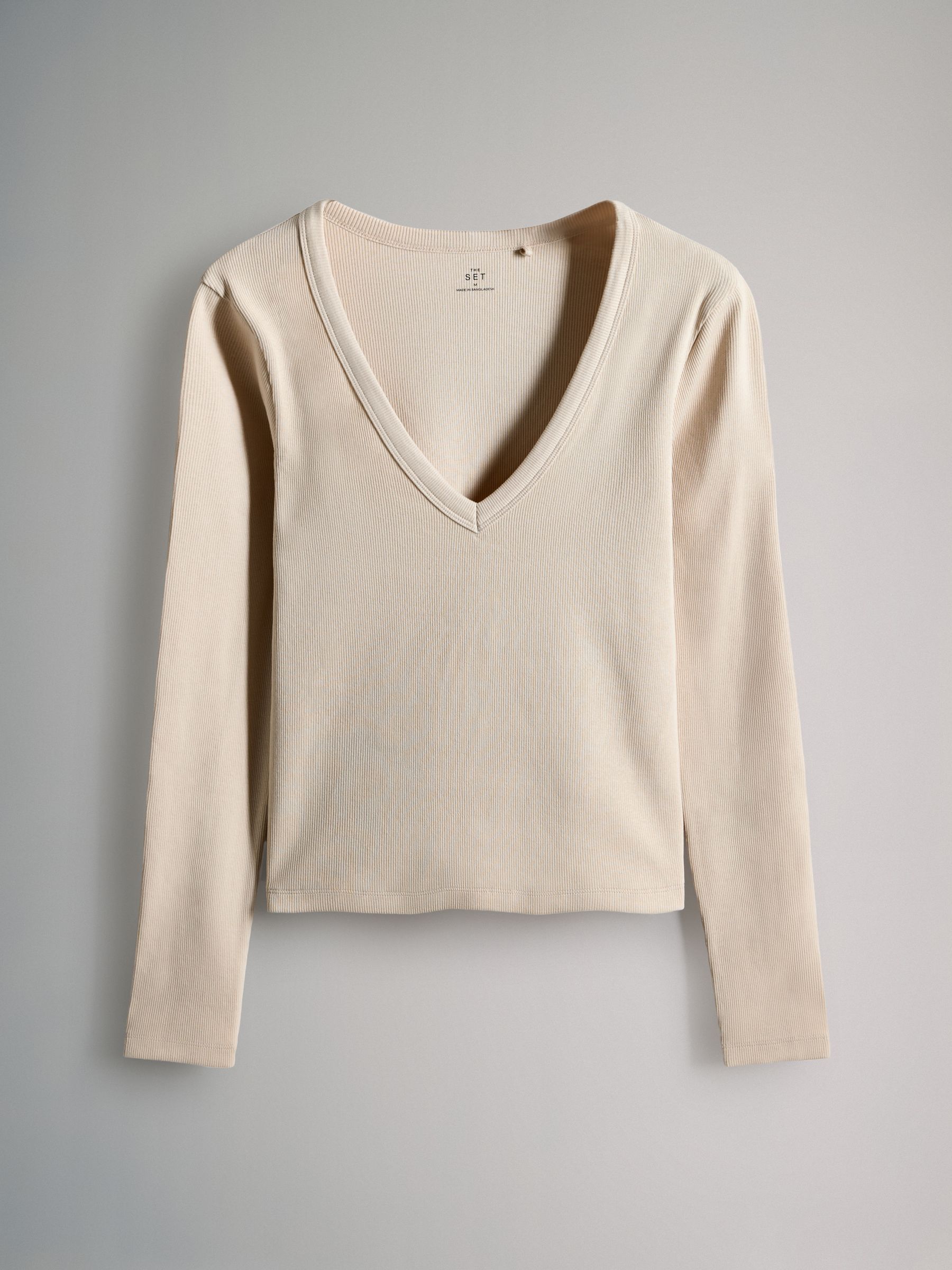 Purple/Brown/Pink/Stone - 4 Pack V-Neck Ribbed Long Sleeve T-Shirts - Image 2 of 7