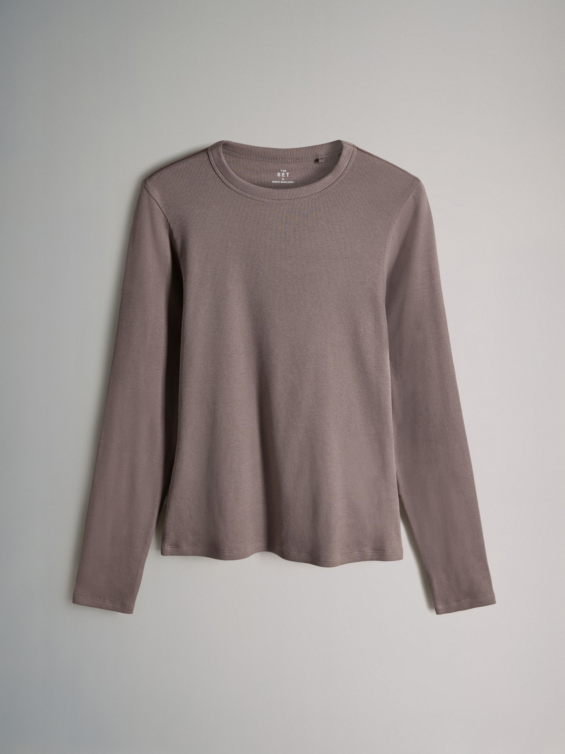 Purple/Light Purple/Pink/Brown/Stripe/Brown - 5 Pack Ribbed Long Sleeve T-Shirts - Image 2 of 6