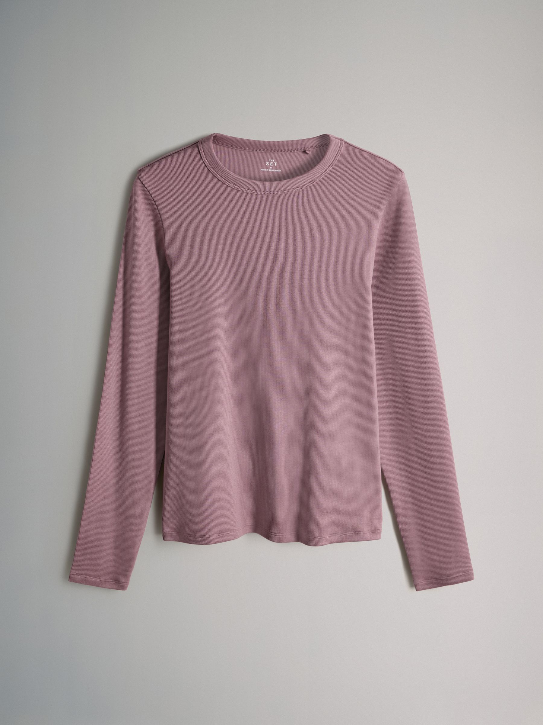 Purple/Light Purple/Pink/Brown/Stripe/Brown - 5 Pack Ribbed Long Sleeve T-Shirts - Image 4 of 6