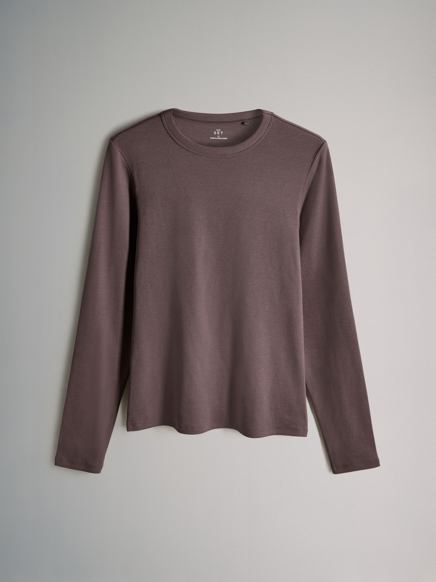 Purple/Light Purple/Pink/Brown/Stripe/Brown - 5 Pack Ribbed Long Sleeve T-Shirts - Image 6 of 6