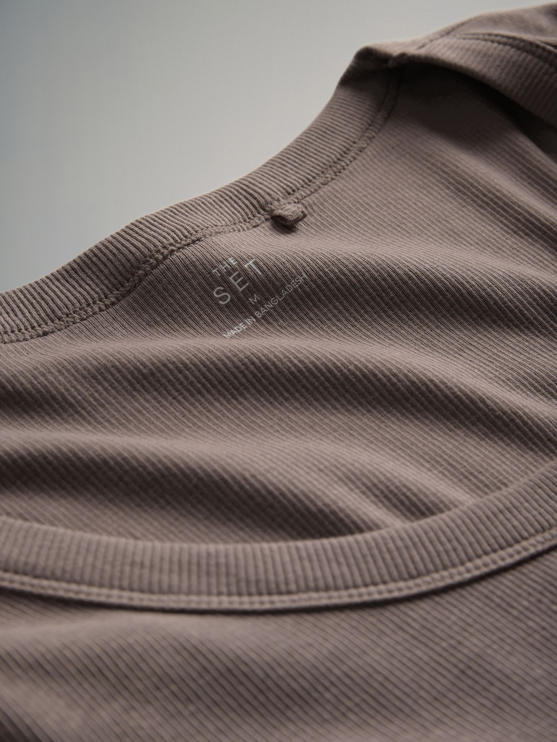 Stripe/Chocolate/Taupe Brown/Stone - 4 Pack Scoop Neck 3/4 Sleeve Ribbed T-Shirts - Image 6 of 6