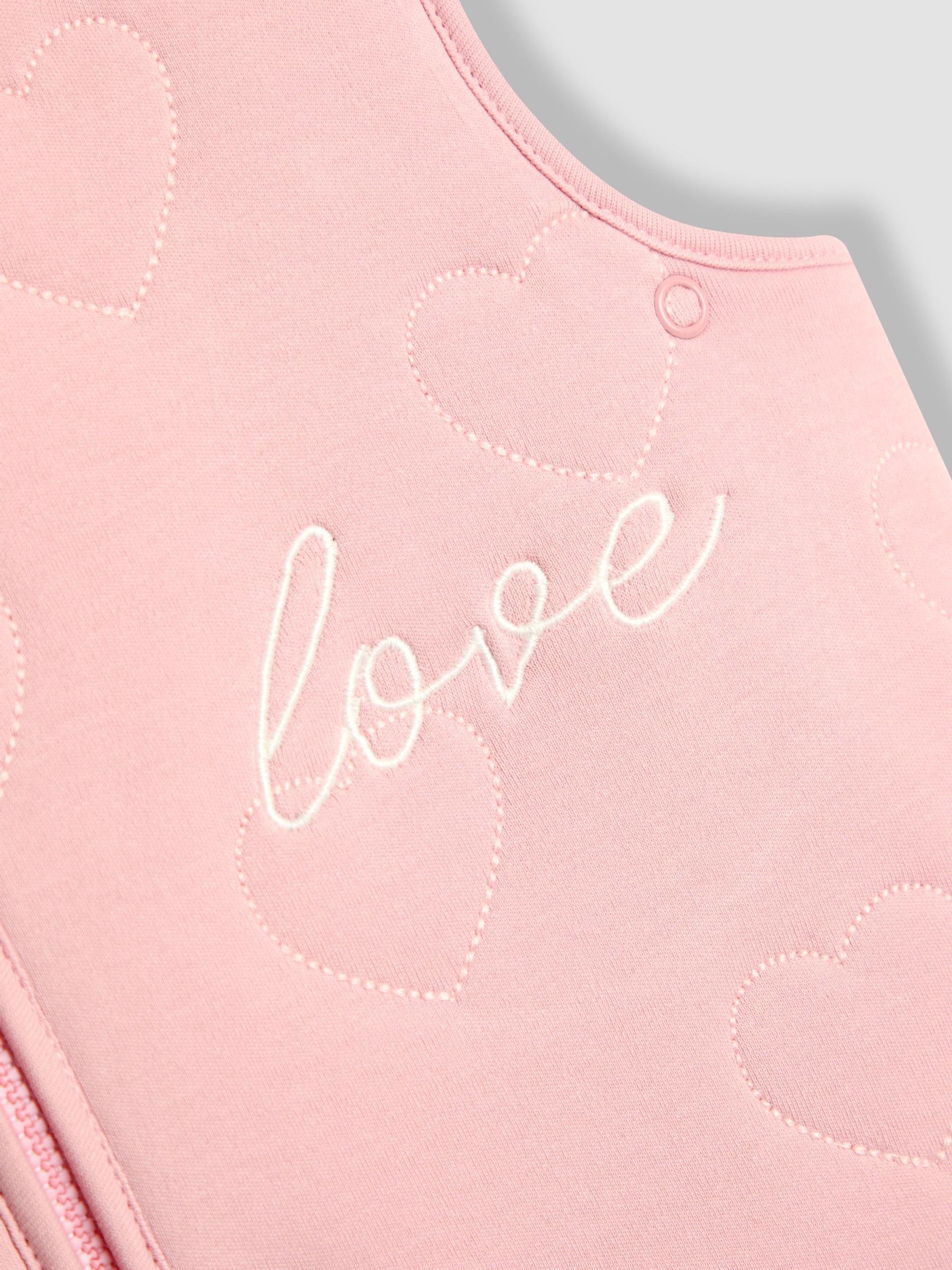 Pink Heart Quilted 2.5 Tog Toddler Sleeping Bag - Image 3 of 4