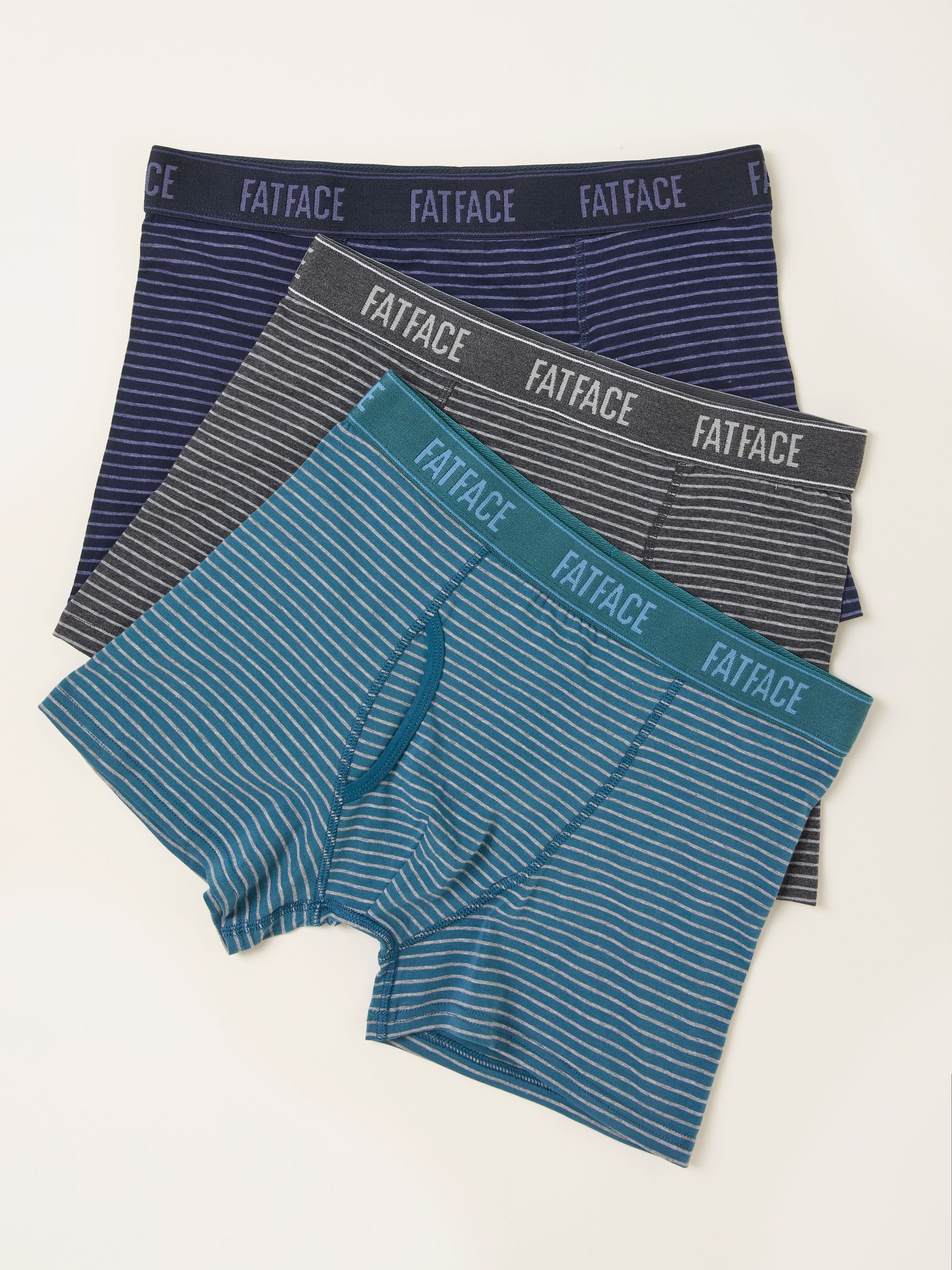 Grey 3 Pack Stripe Boxers - Image 1 of 2