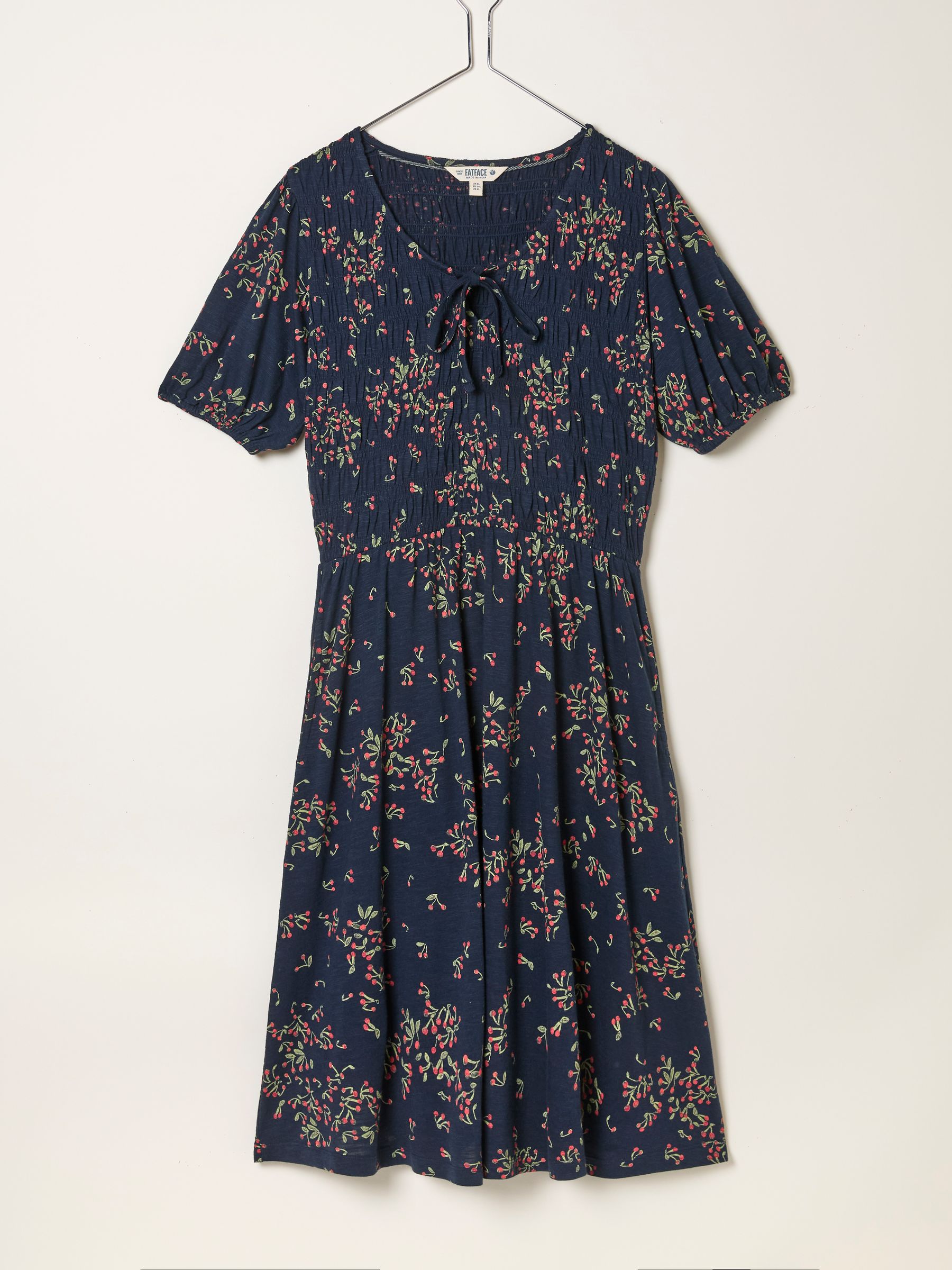 Nora Navy Cherries Regular Jersey Dress | FatFace USA