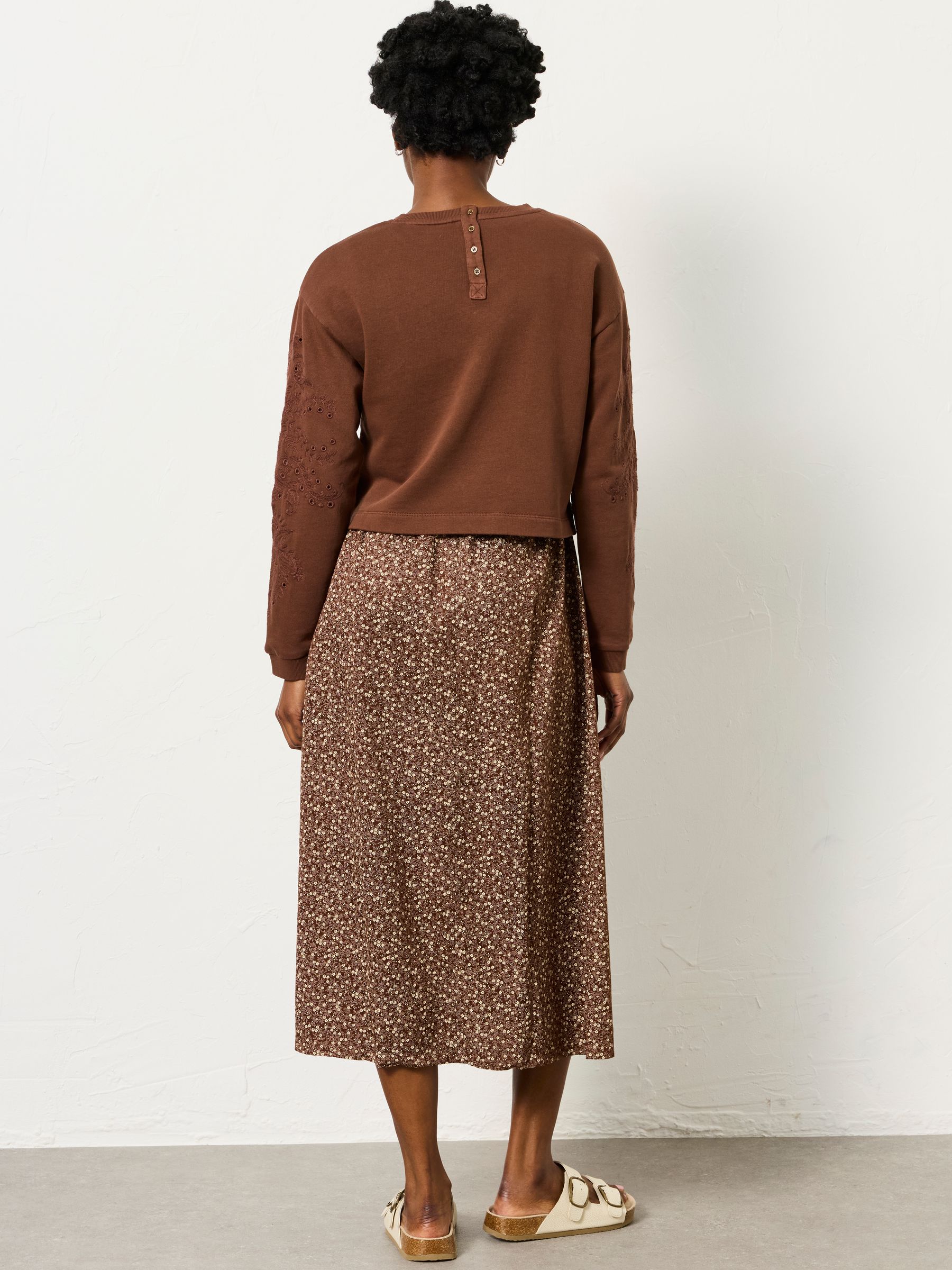 Brown Ditsy Regular Noa 2in1 Midi Dress - Image 2 of 5 Brown Ditsy Regular Noa 2in1 Midi Dress - Image 2 of 5