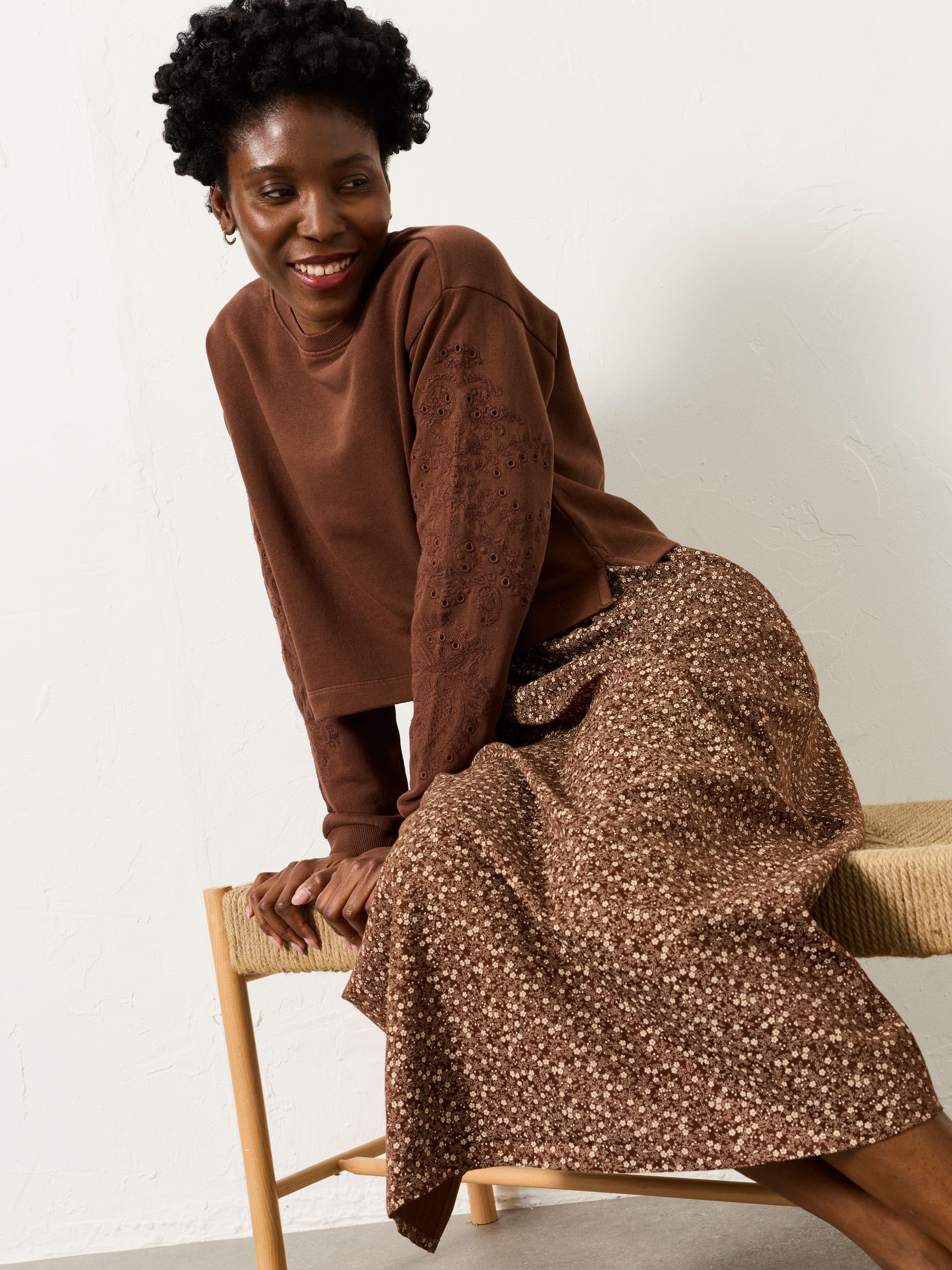 Brown Ditsy Regular Noa 2in1 Midi Dress - Image 4 of 5