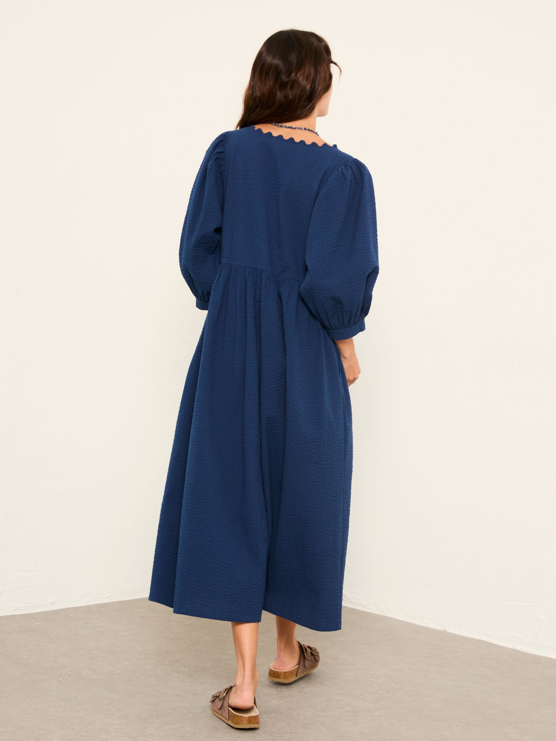 Ceil Indigo Blue Regular Textured Midi Dress - Image 2 of 6