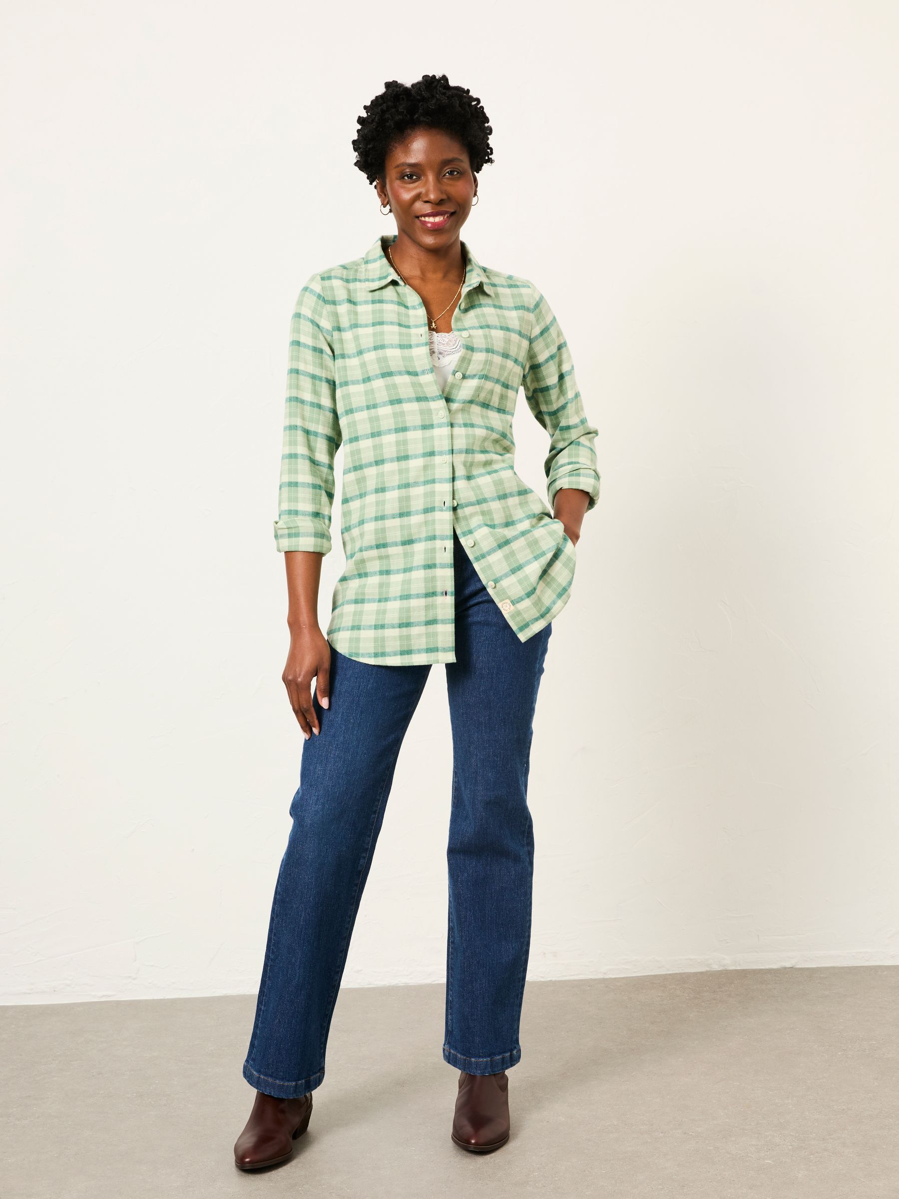 Olivia Green Regular Check Shirt - Image 3 of 6