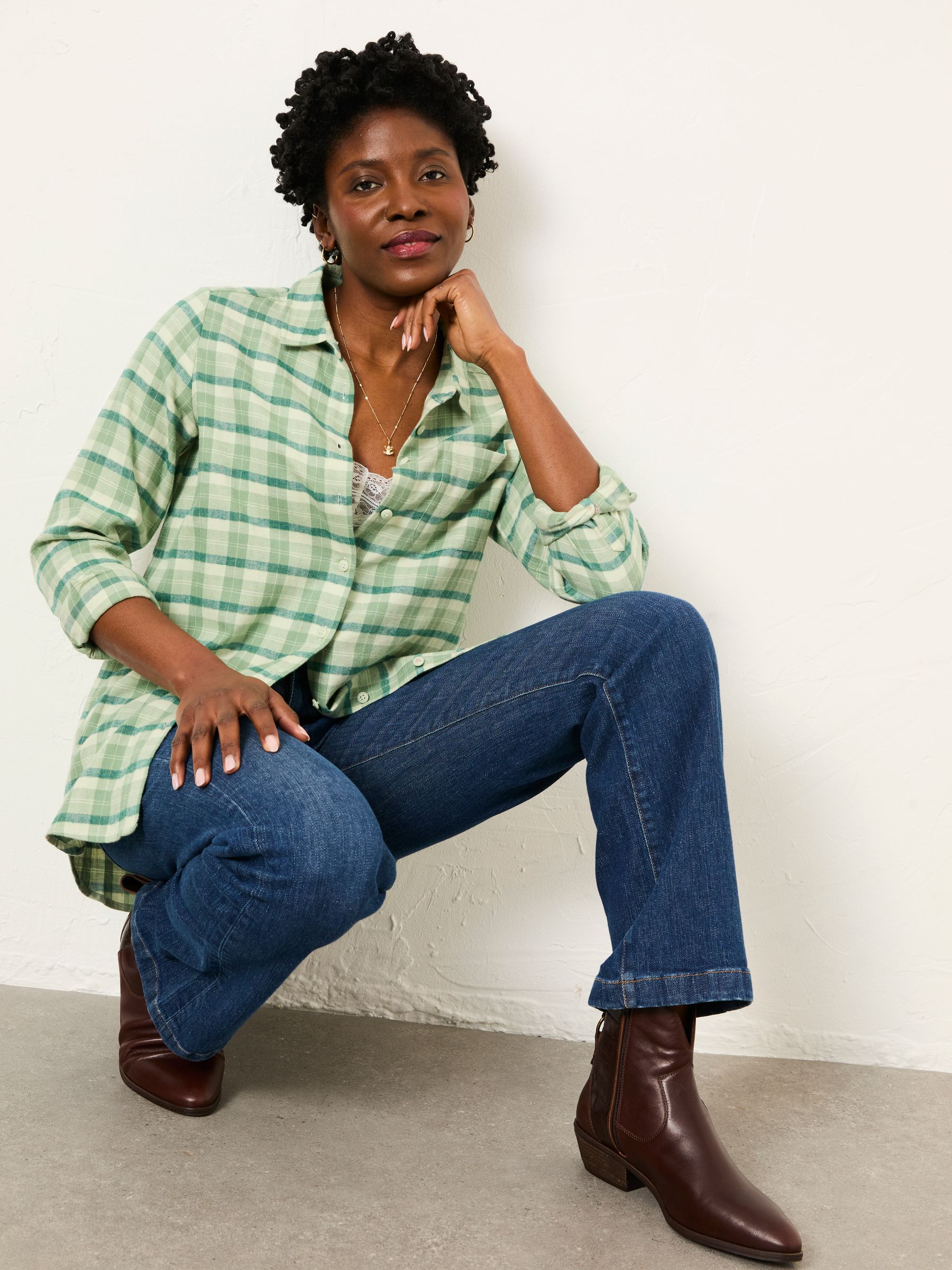 Olivia Green Regular Check Shirt - Image 5 of 6