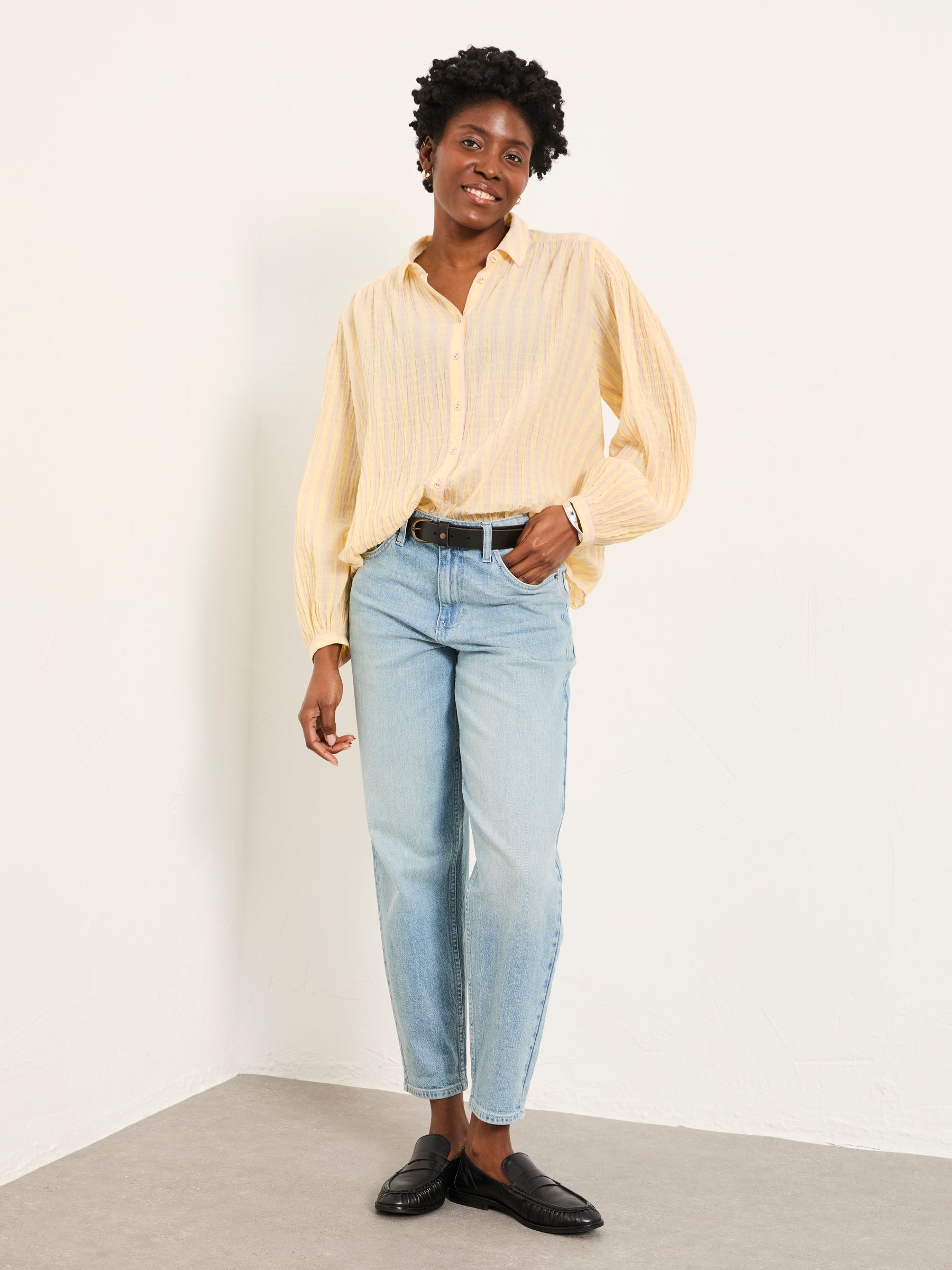 Ebby Yellow Regular Stripe Blouse - Image 3 of 6