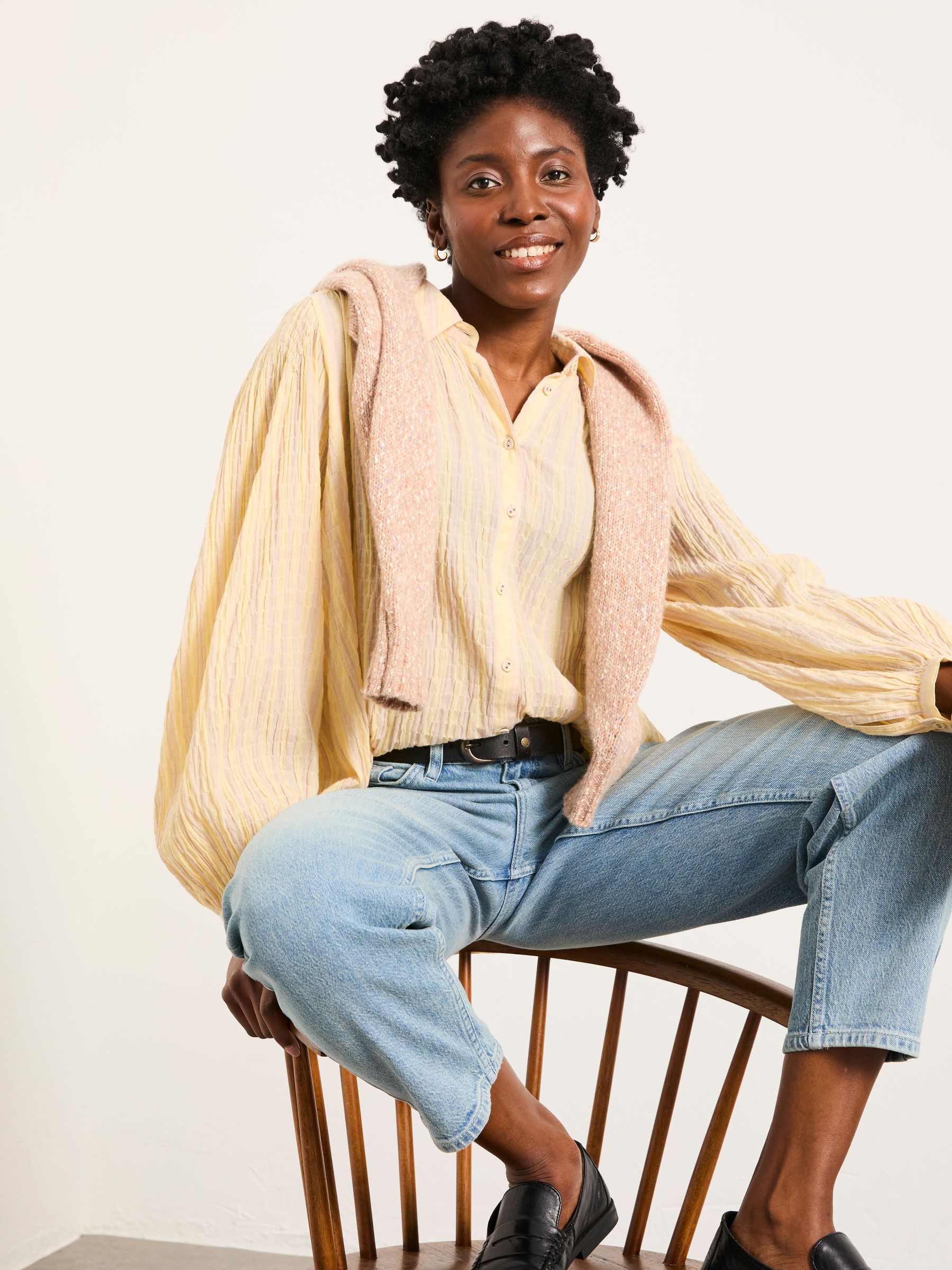 Ebby Yellow Regular Stripe Blouse - Image 5 of 6