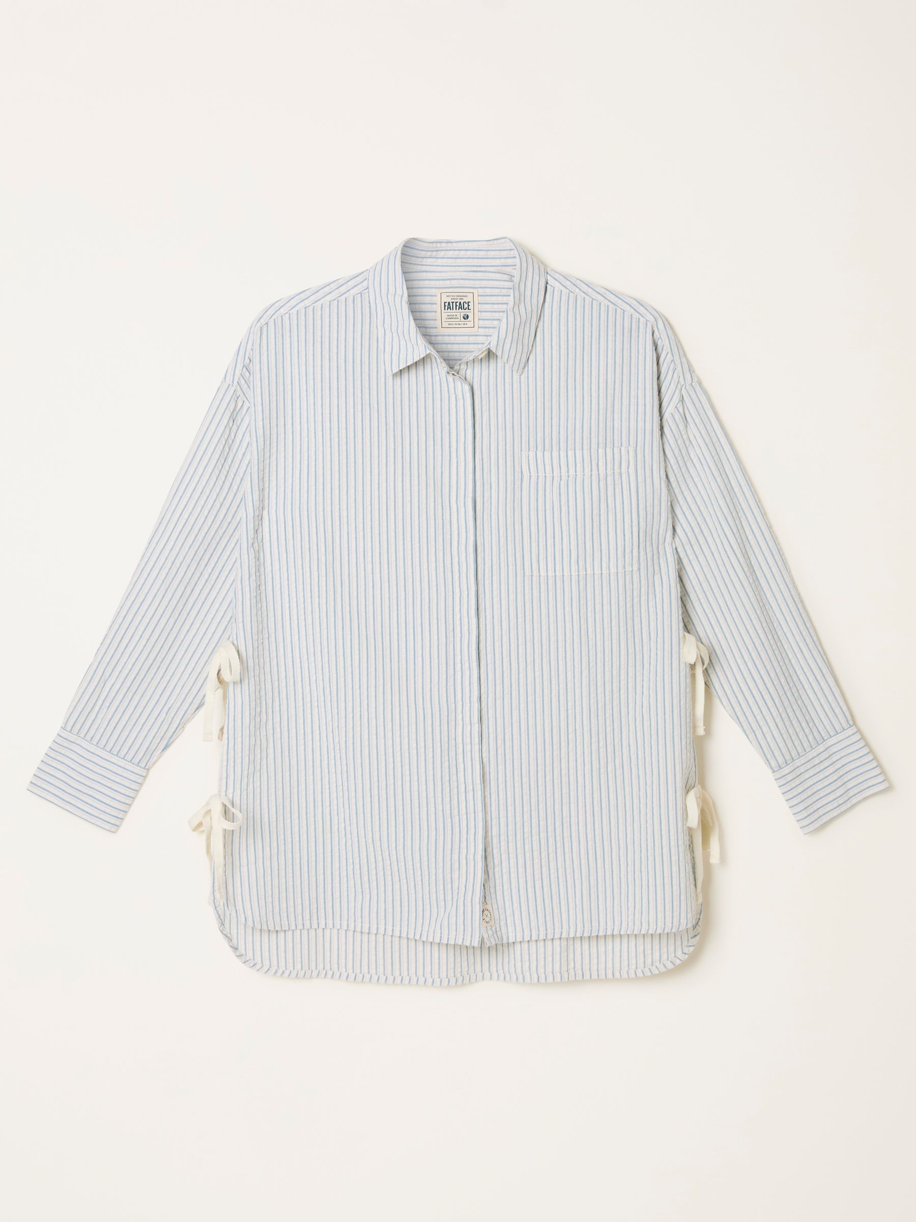 トップス ROLL UP STRIPE SHIRT - LOGO WHITE Skyla Ivory Regular Stripe Shirt | FatFace