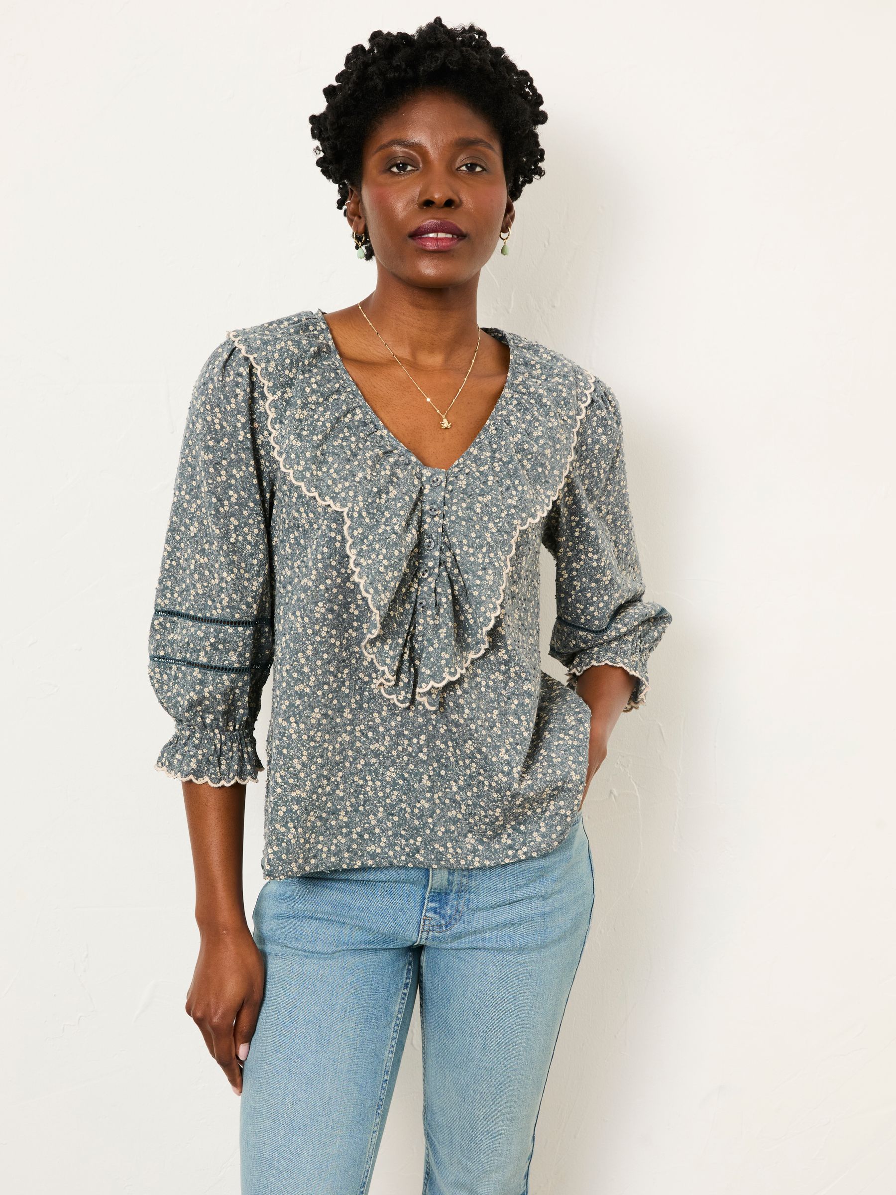 Carly Blue Ditsy Regular Blouse - Image 1 of 5