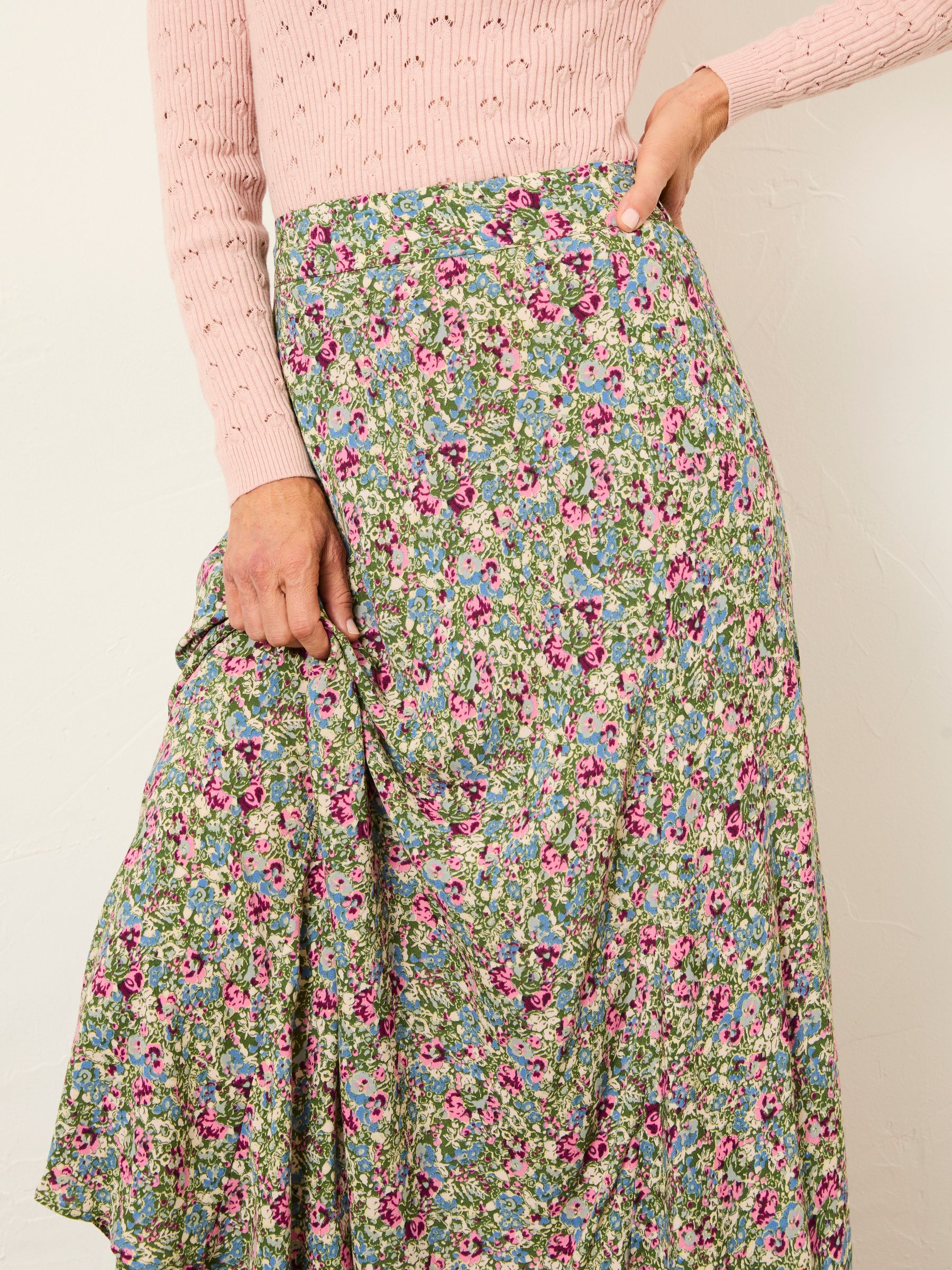 Sadie Green Ditsy Garden Midi Skirt | FatFace USA