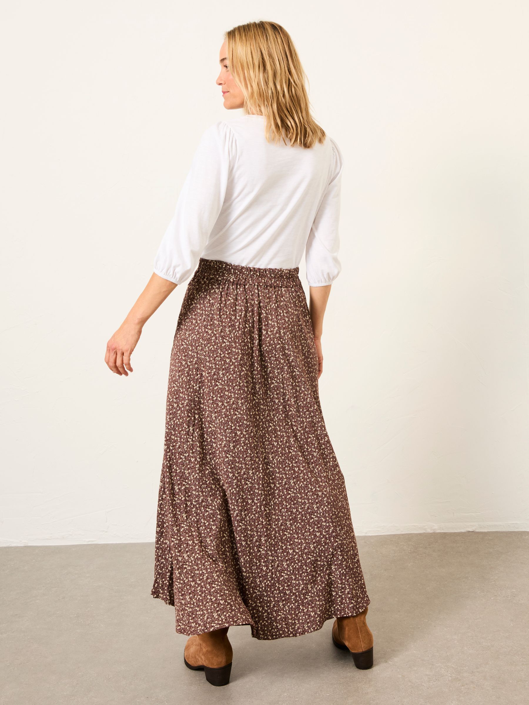 Sadie Brown Ditsy Midi Skirt - Image 2 of 6