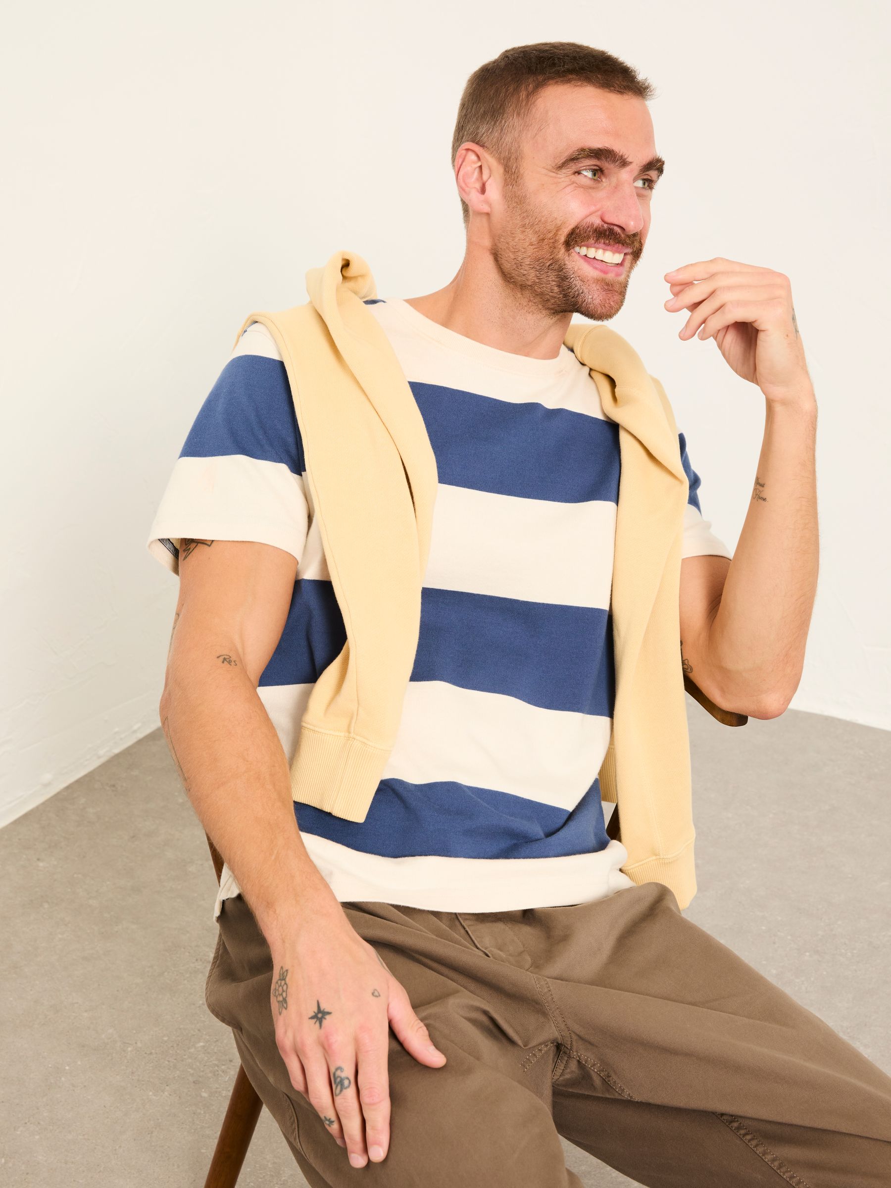 Dolton Navy Block Stripe Tshirt - Image 5 of 7