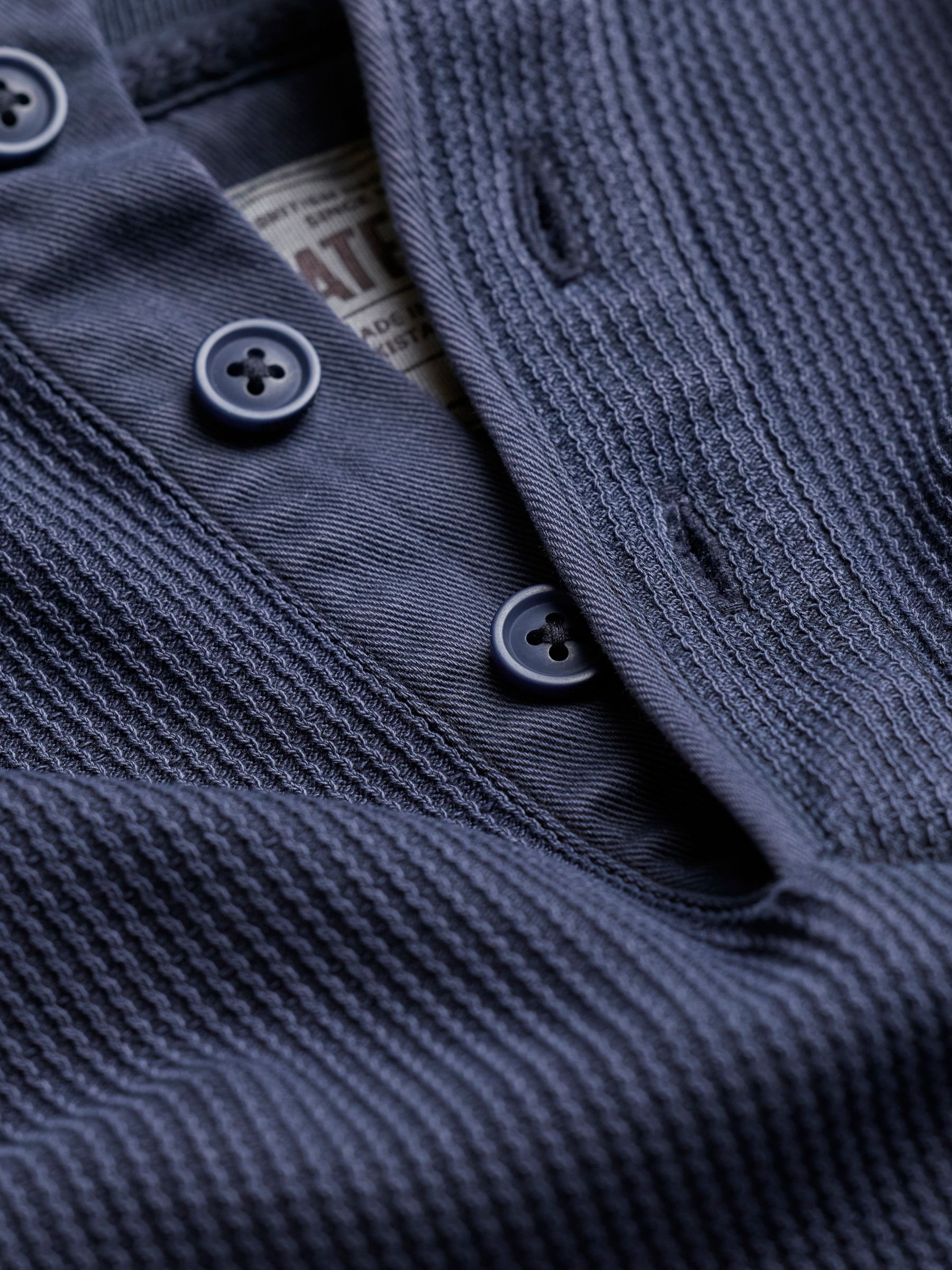 Wells Navy Long Sleeve Texture Henley - Image 5 of 6