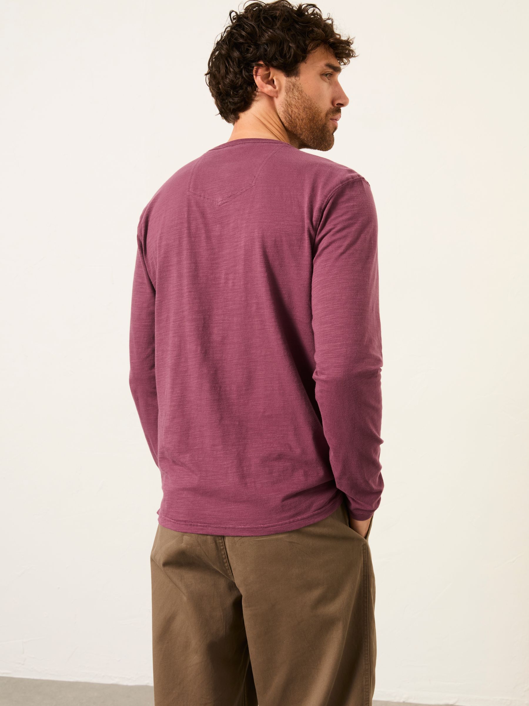 Henley Purple Long Sleeve Woodside Slub - Image 2 of 5