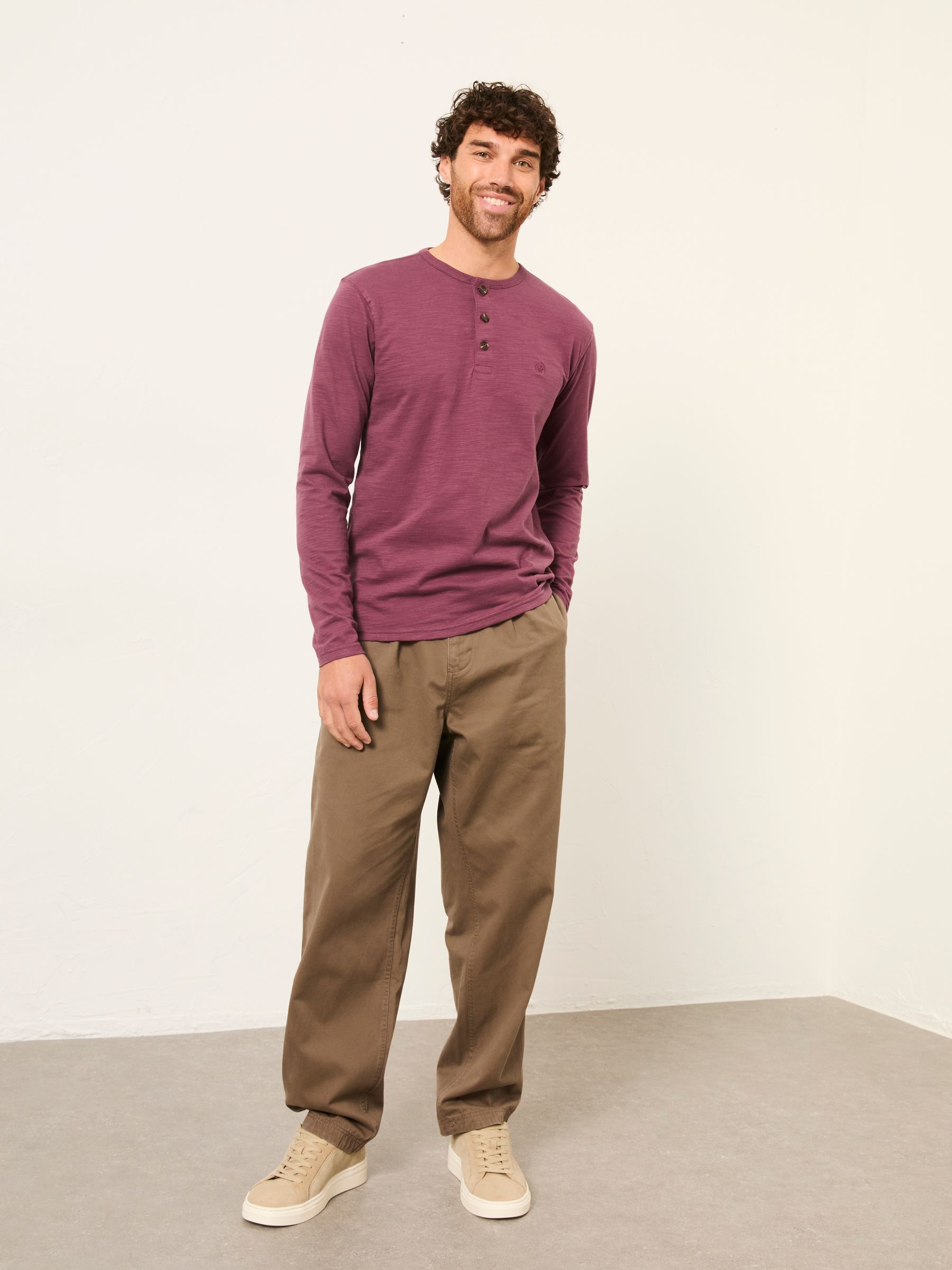 Henley Purple Long Sleeve Woodside Slub - Image 3 of 5