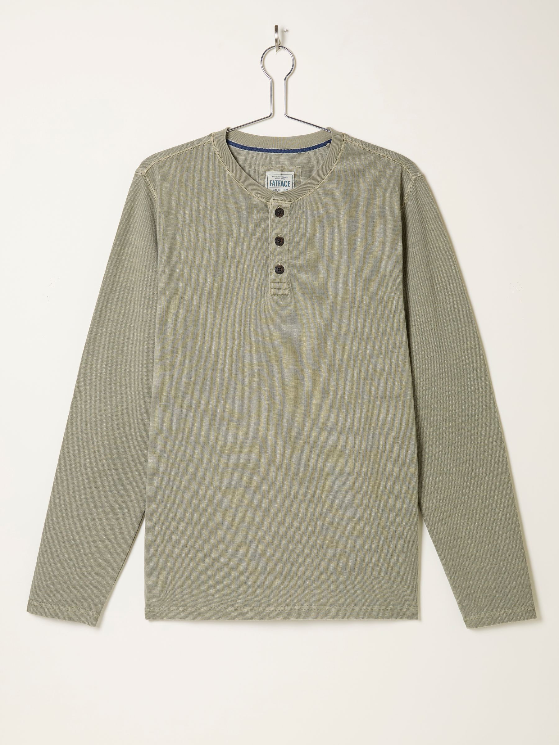 Sage Green Waffle Textured Henley - Image 6 of 7