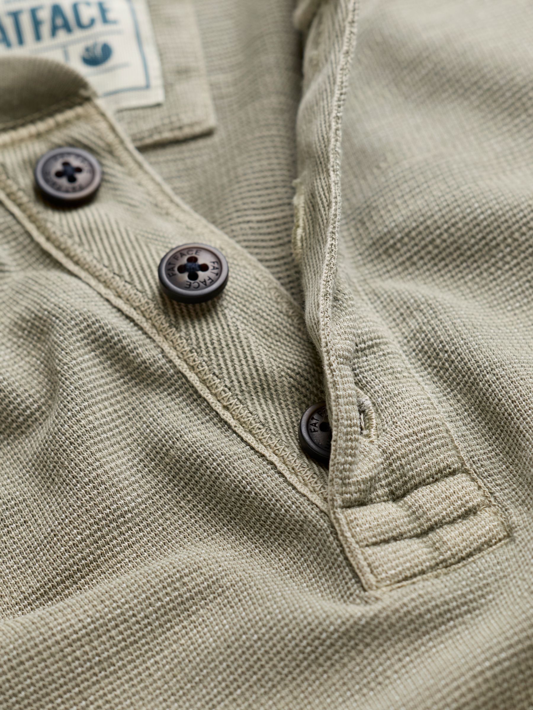 Sage Green Waffle Textured Henley - Image 7 of 7