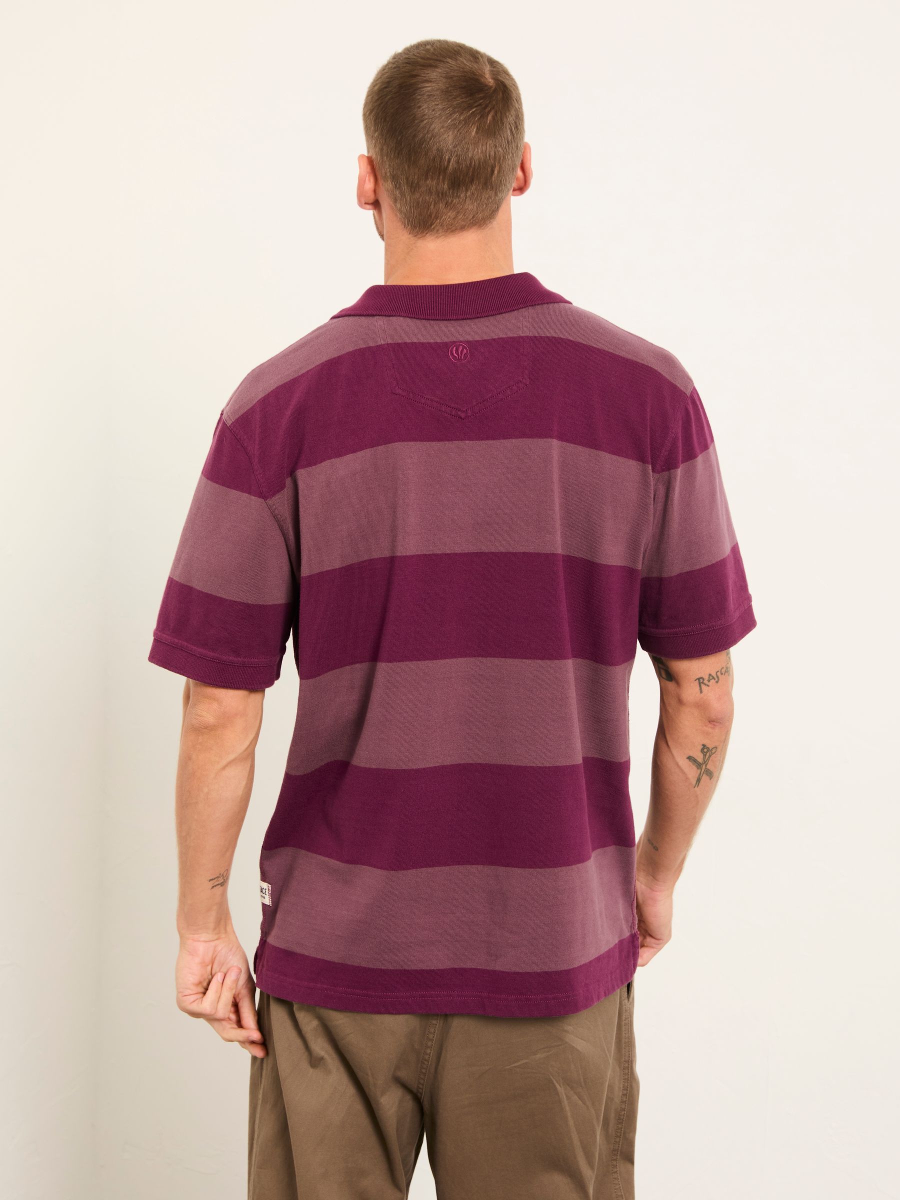 Ashton Purple Rugby Stripe Notch Polo - Image 2 of 5