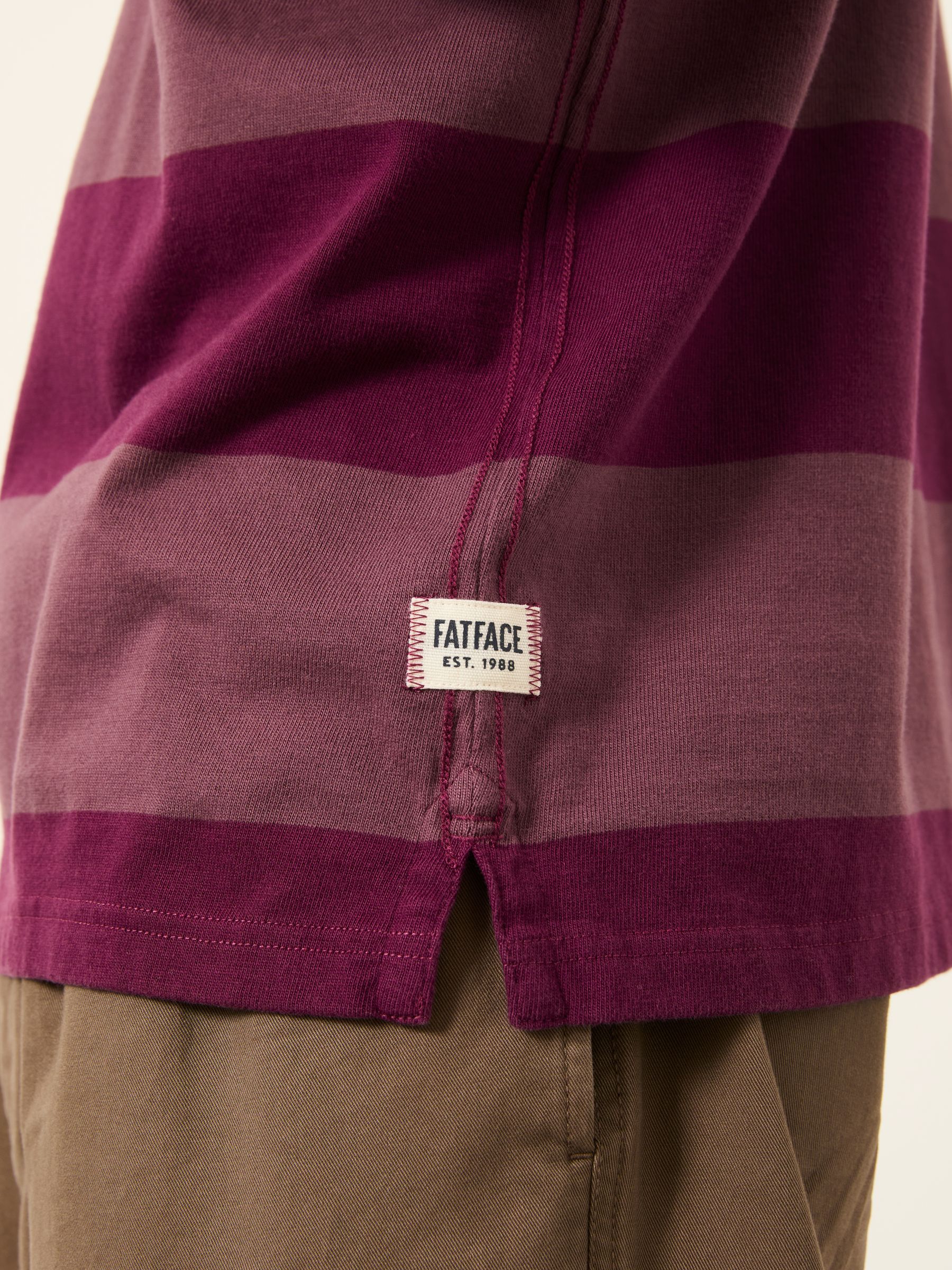 Ashton Purple Rugby Stripe Notch Polo - Image 3 of 5