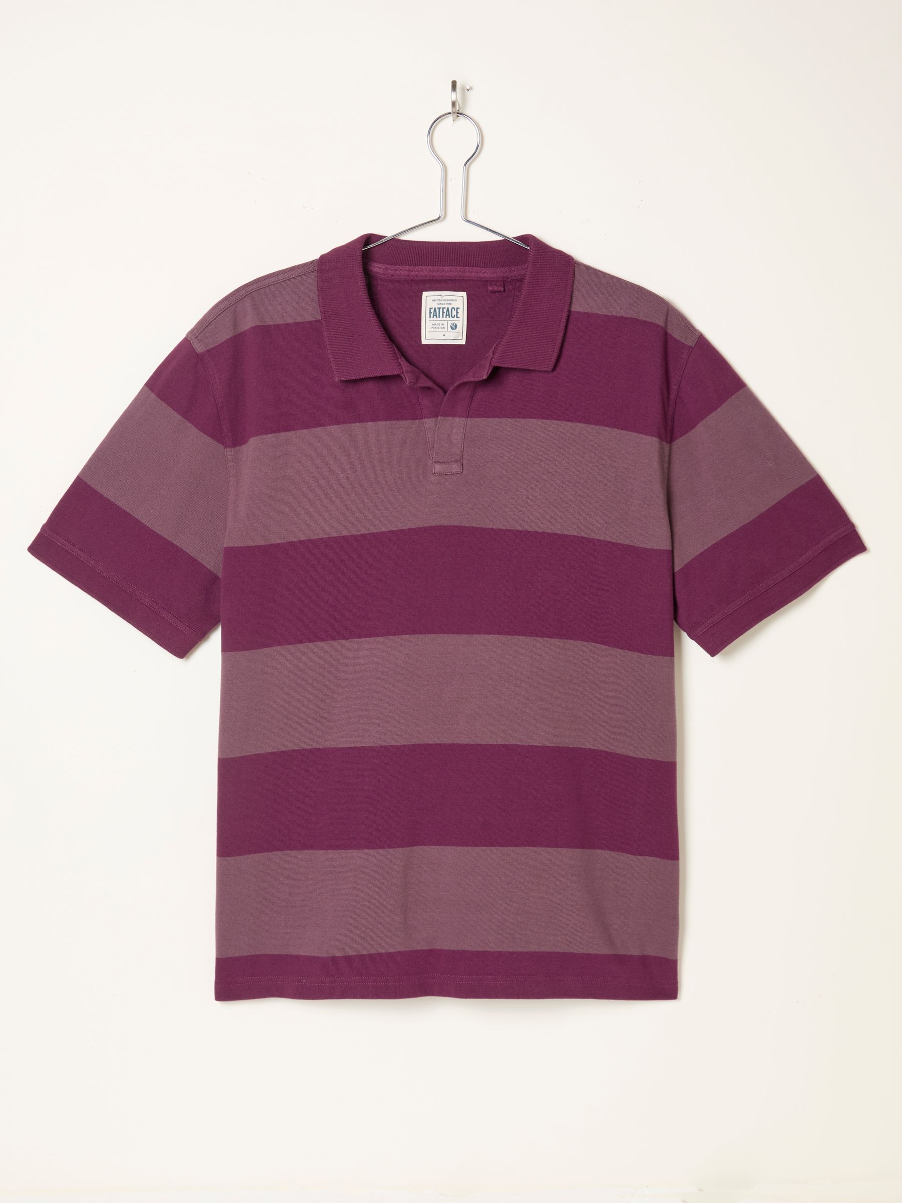 Ashton Purple Rugby Stripe Notch Polo - Image 6 of 6