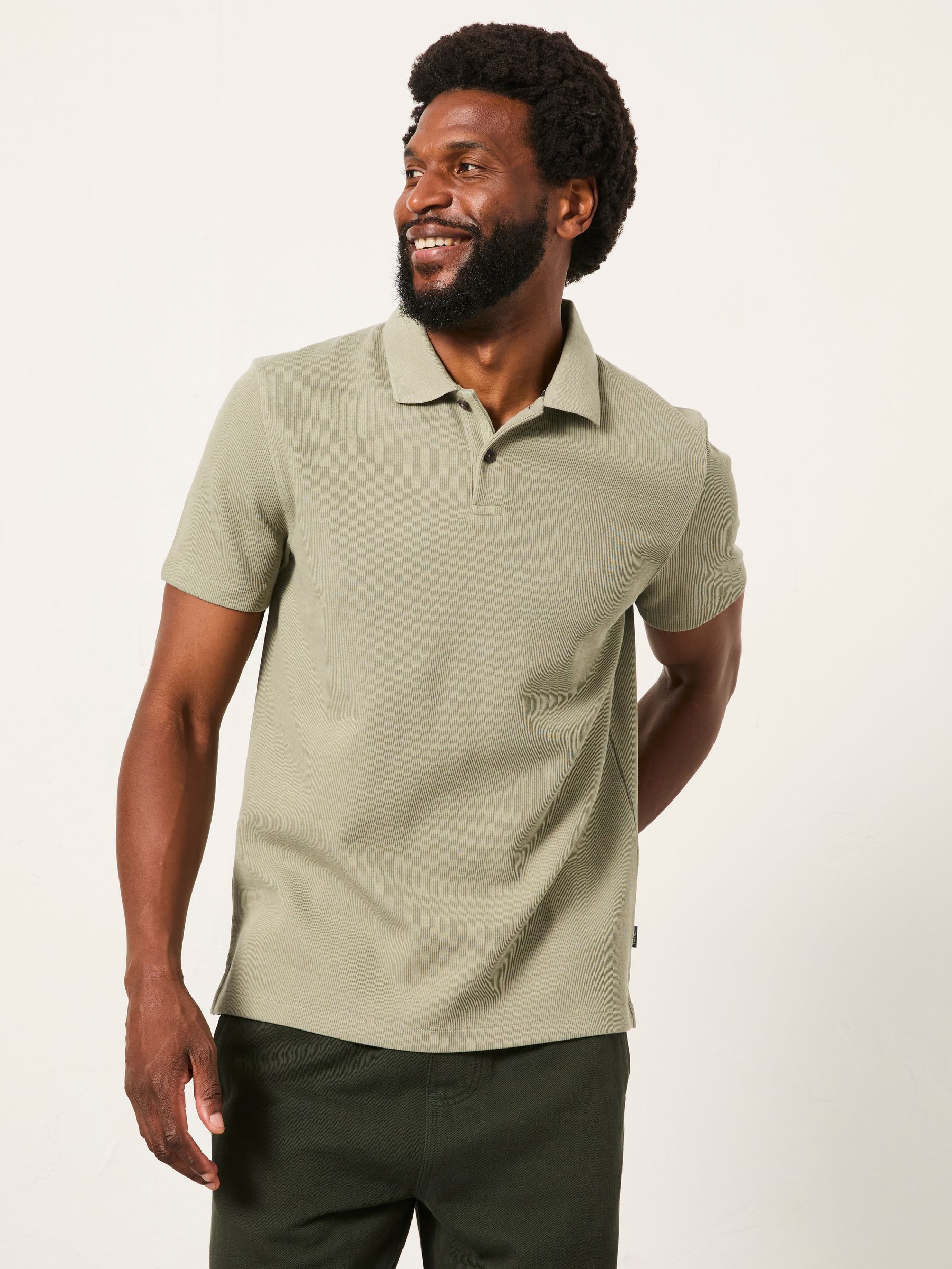 Sage Green AYR Short Sleeve Ribbed Polo - Image 1 of 6 Sage Green AYR Short Sleeve Ribbed Polo - Image 1 of 6