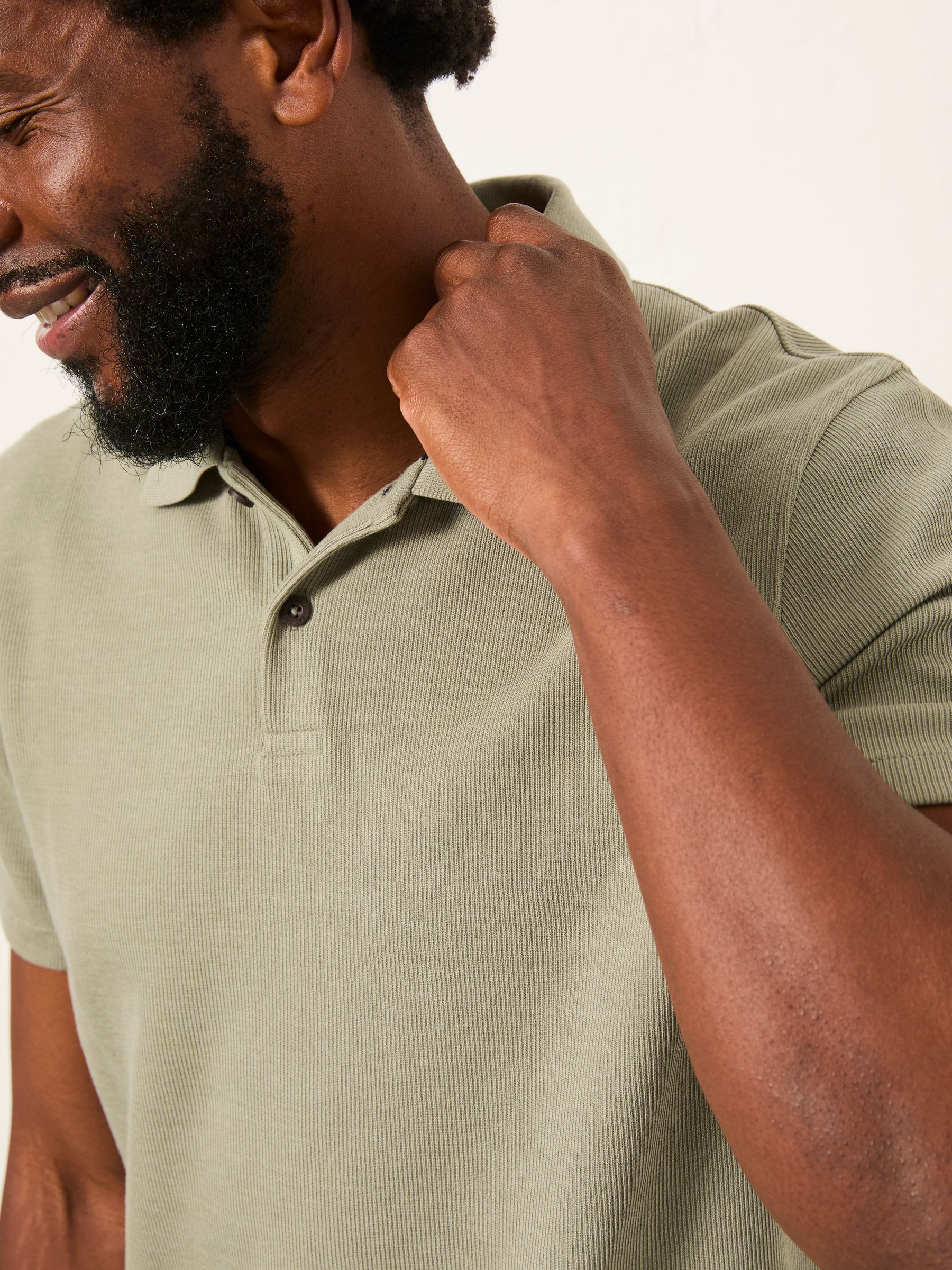 Sage Green AYR Short Sleeve Ribbed Polo - Image 4 of 6