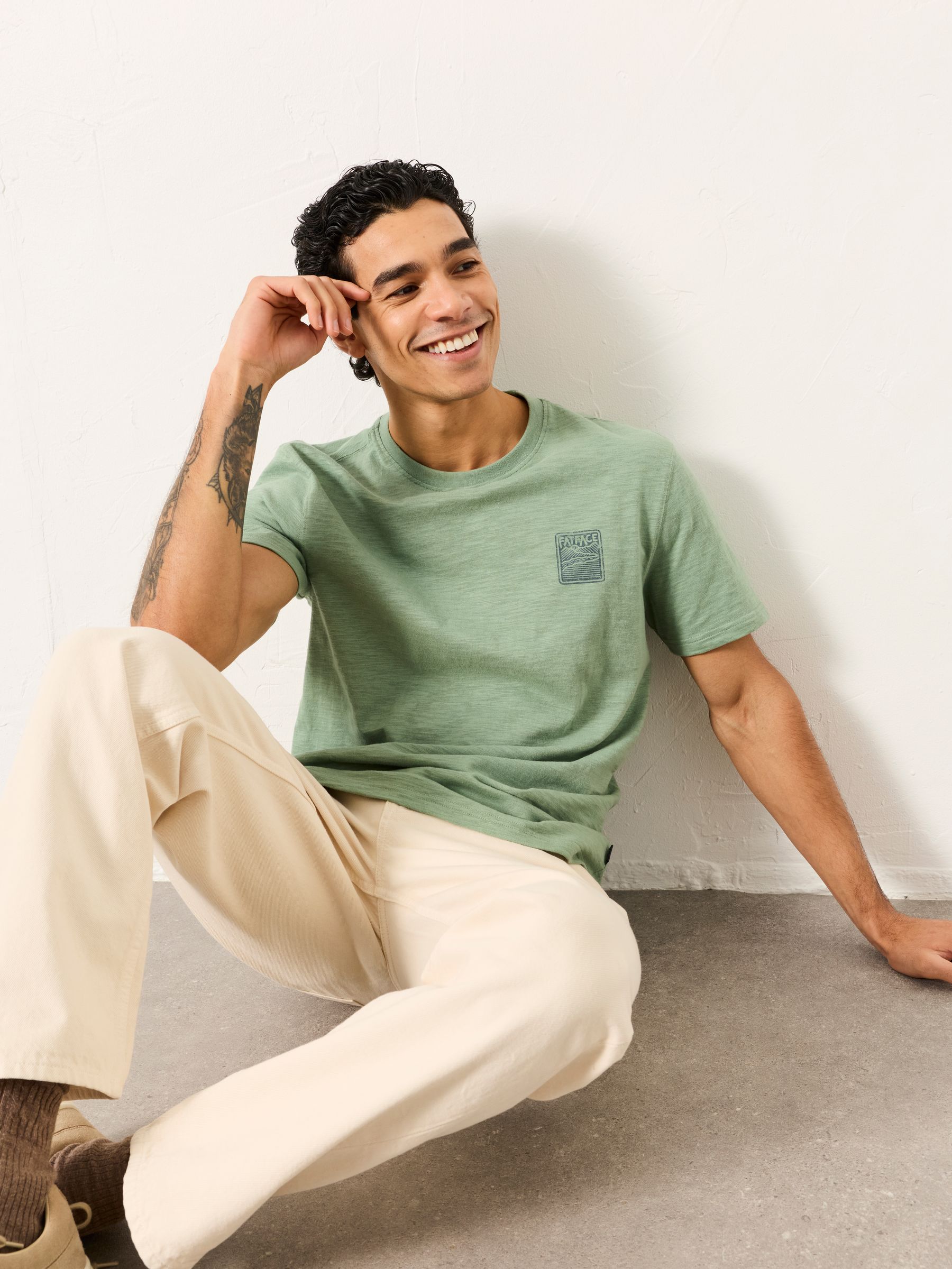 Sage Green Stamp Graphic T-Shirt - Image 5 of 6