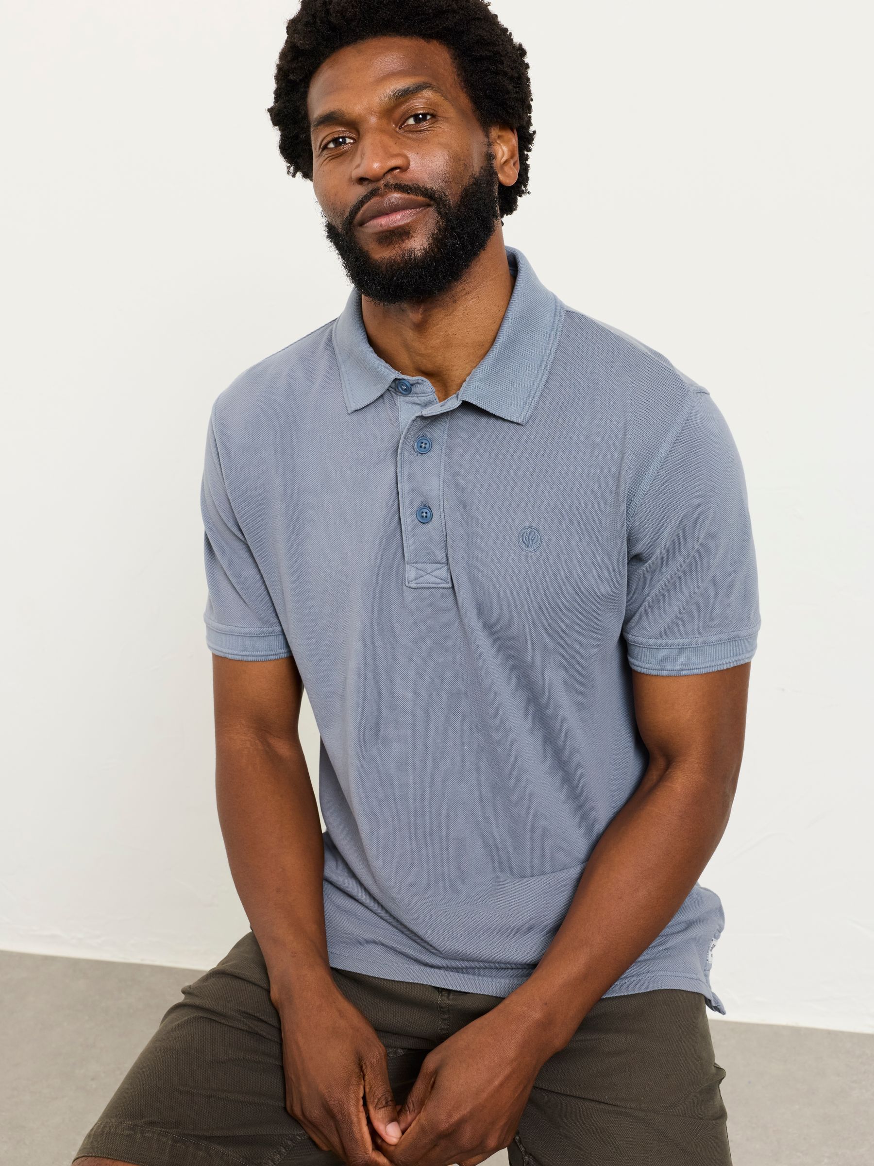 Blue Denim Short Sleeve Pique Polo - Image 1 of 5