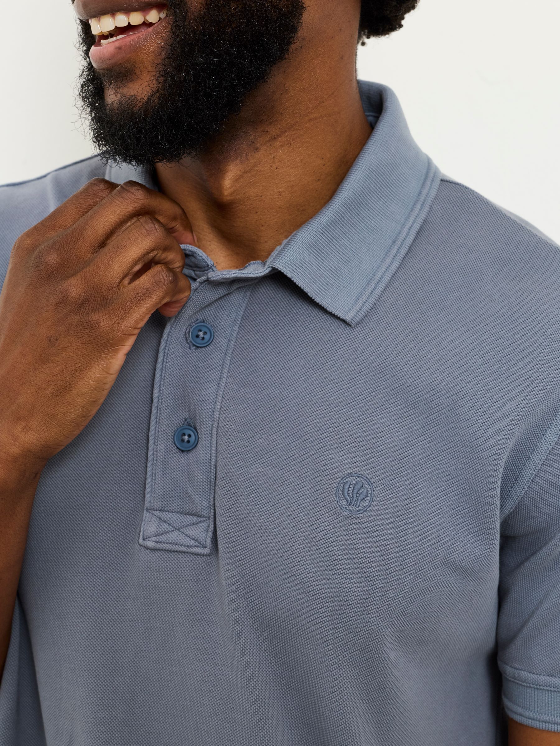 Blue Denim Short Sleeve Pique Polo - Image 3 of 5