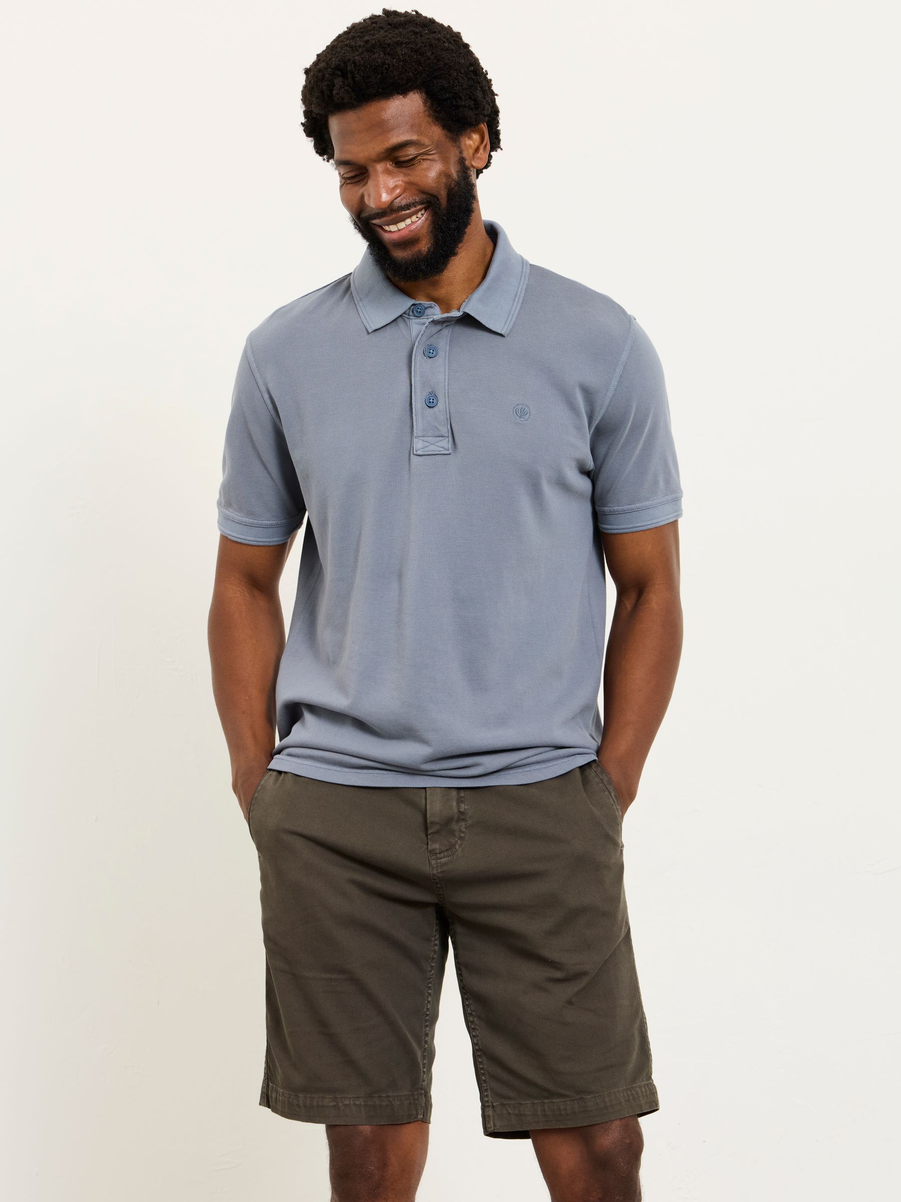Blue Denim Short Sleeve Pique Polo - Image 4 of 5